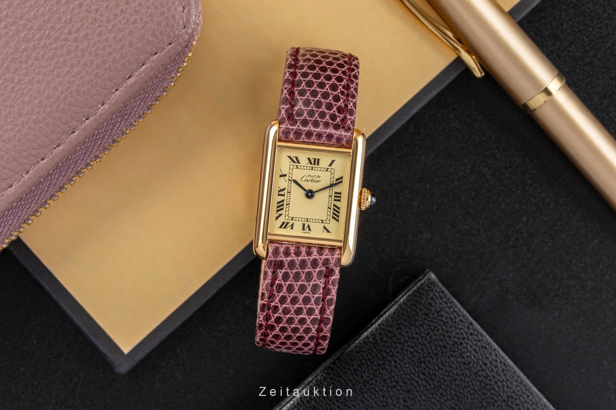 Cartier Tank plata banada en oro cuarzo reloj para damas  5057001  [2503193]