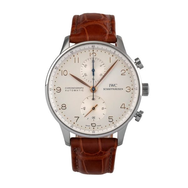 IWC Portugieser chronograph steel automatic men's watch IW371401 LP: 9100EUR  [2503236]