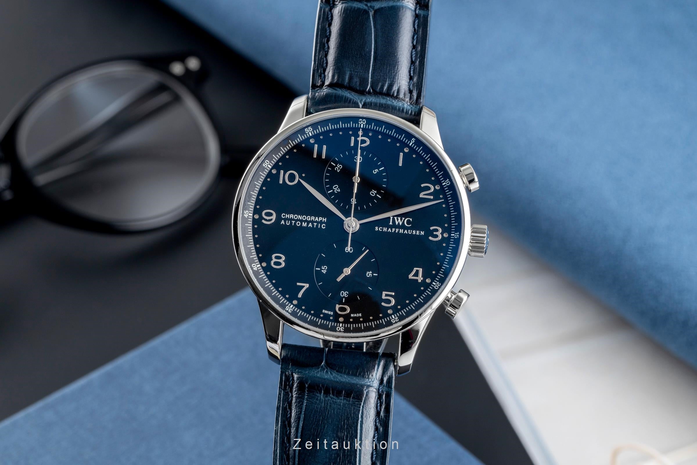 IWC Portugieser chronograph steel automatic men's watch IW371447 LP: 9100EUR  [2503382]