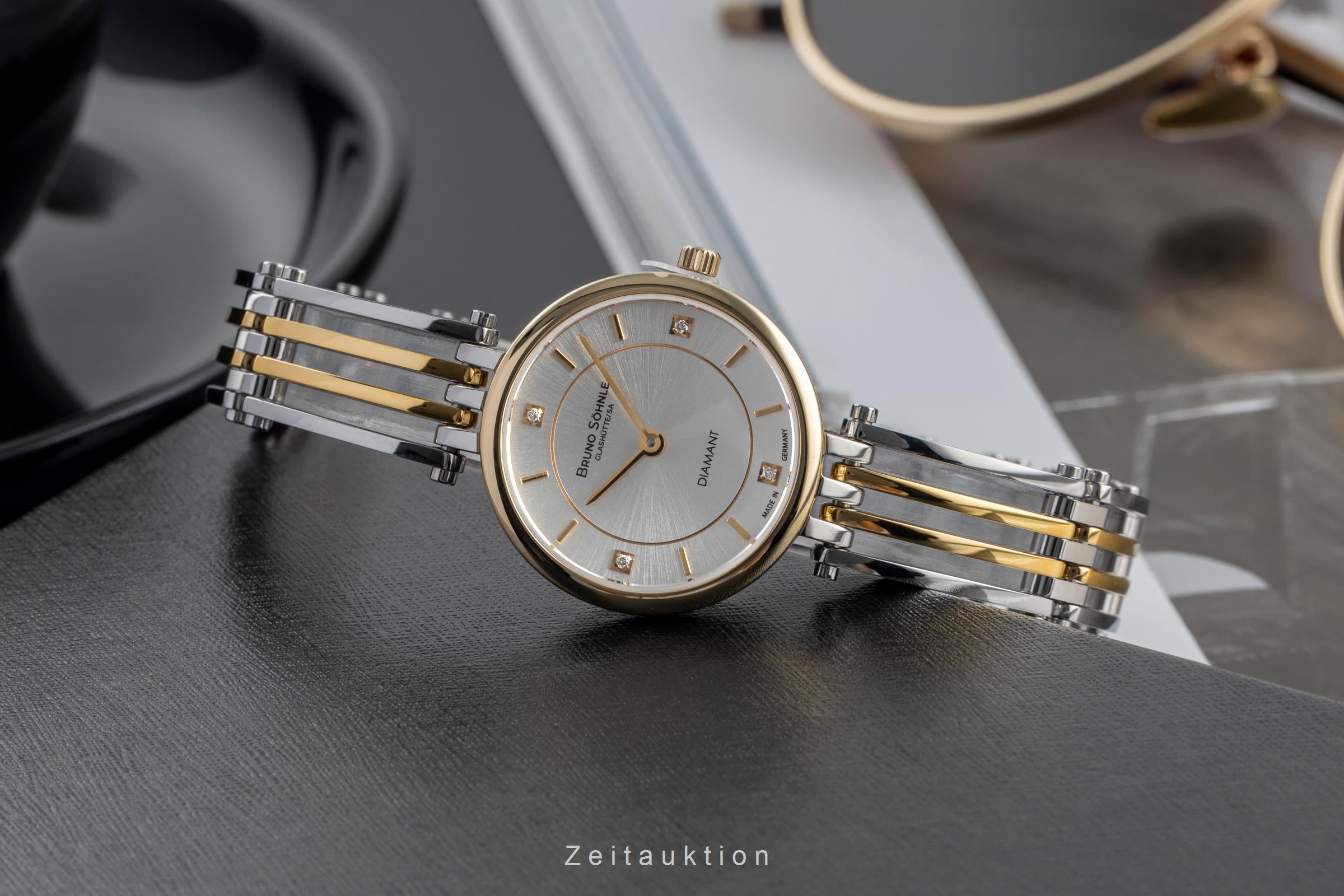 Bruno Söhnle Glashütte Latina II Stahl / vergoldet Quarz Ref. 17-23103-242 B&P [2503421]