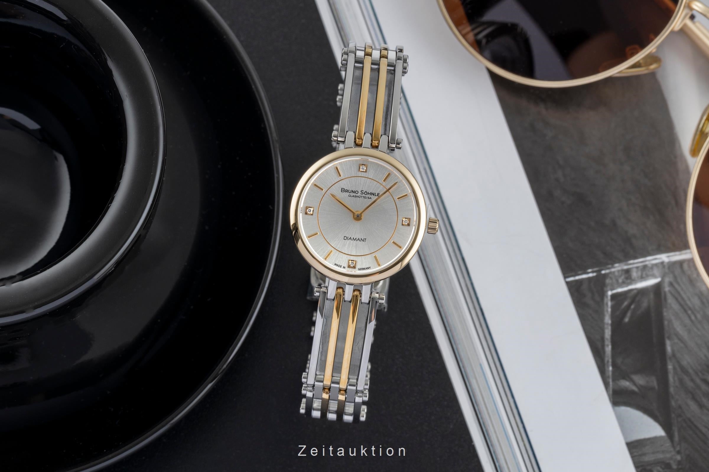 Bruno Söhnle Glashütte Latina II Stahl / vergoldet Quarz Ref. 17-23103-242 B&P [2503421]