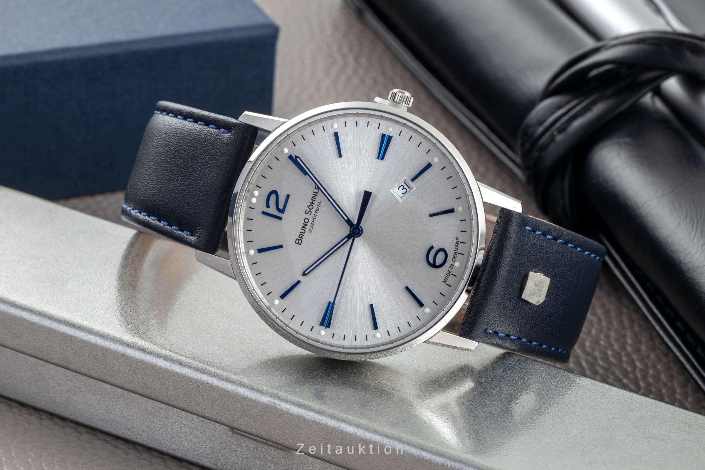 Bruno Söhnle Glashütte Stuttgard III Big Stahl Quarz Herren Ref.17-13175-243 B&P [2503429]