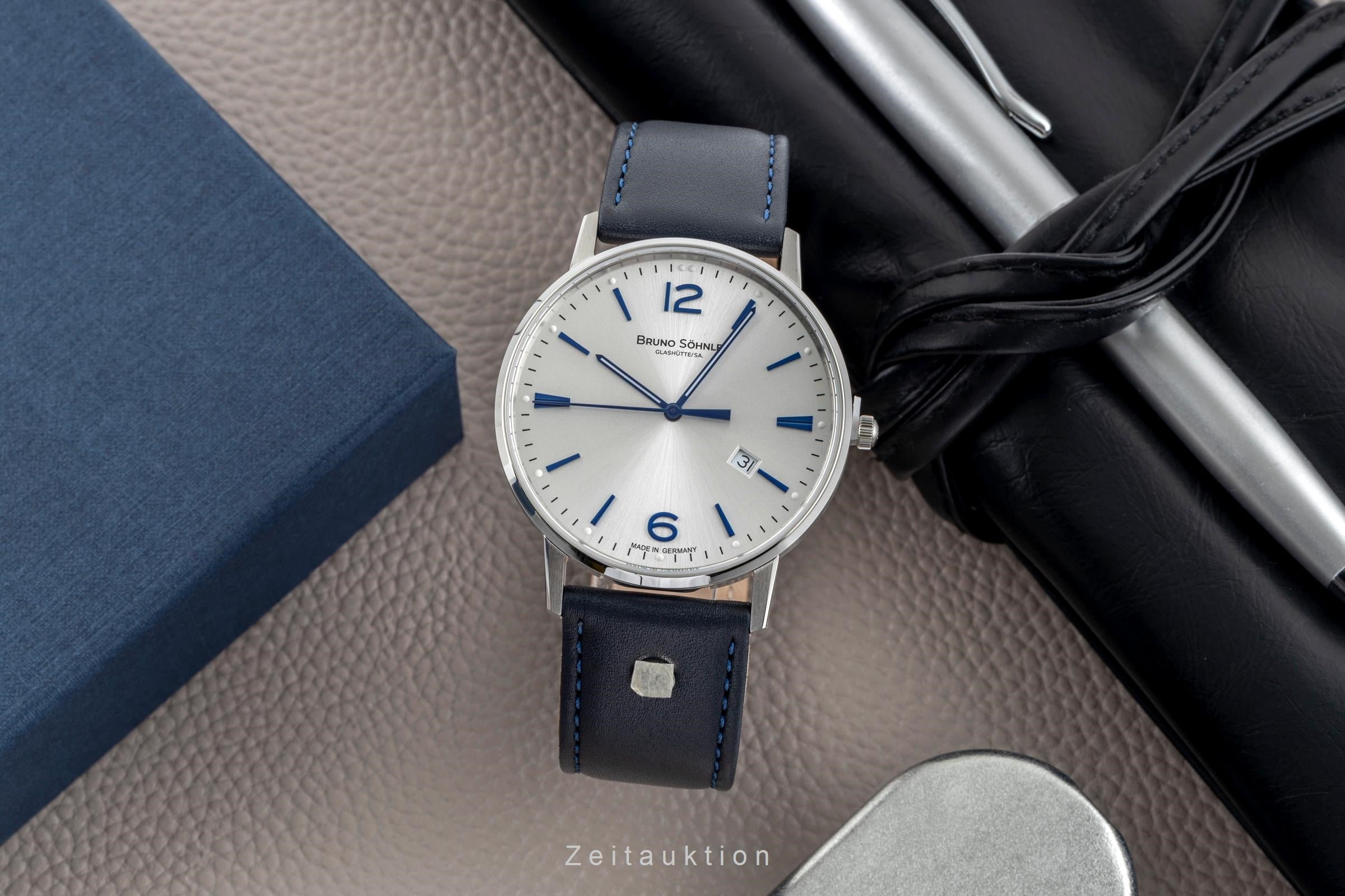 Bruno Söhnle Glashütte Stuttgard III Big Stahl Quarz Herren Ref.17-13175-243 B&P [2503429]