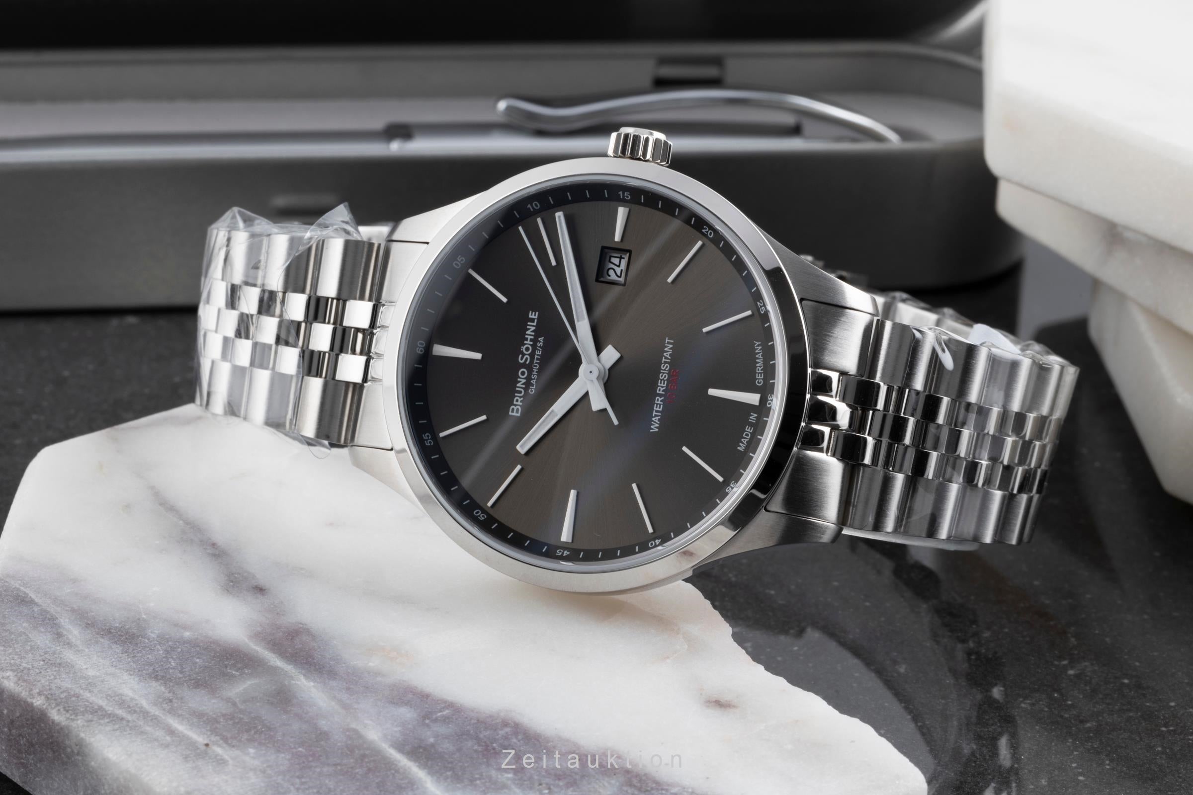 Bruno Söhnle Glashütte Turin III Big Stahl Quarz Herrenuhr Ref.17-13225-842 B&P [2503439]