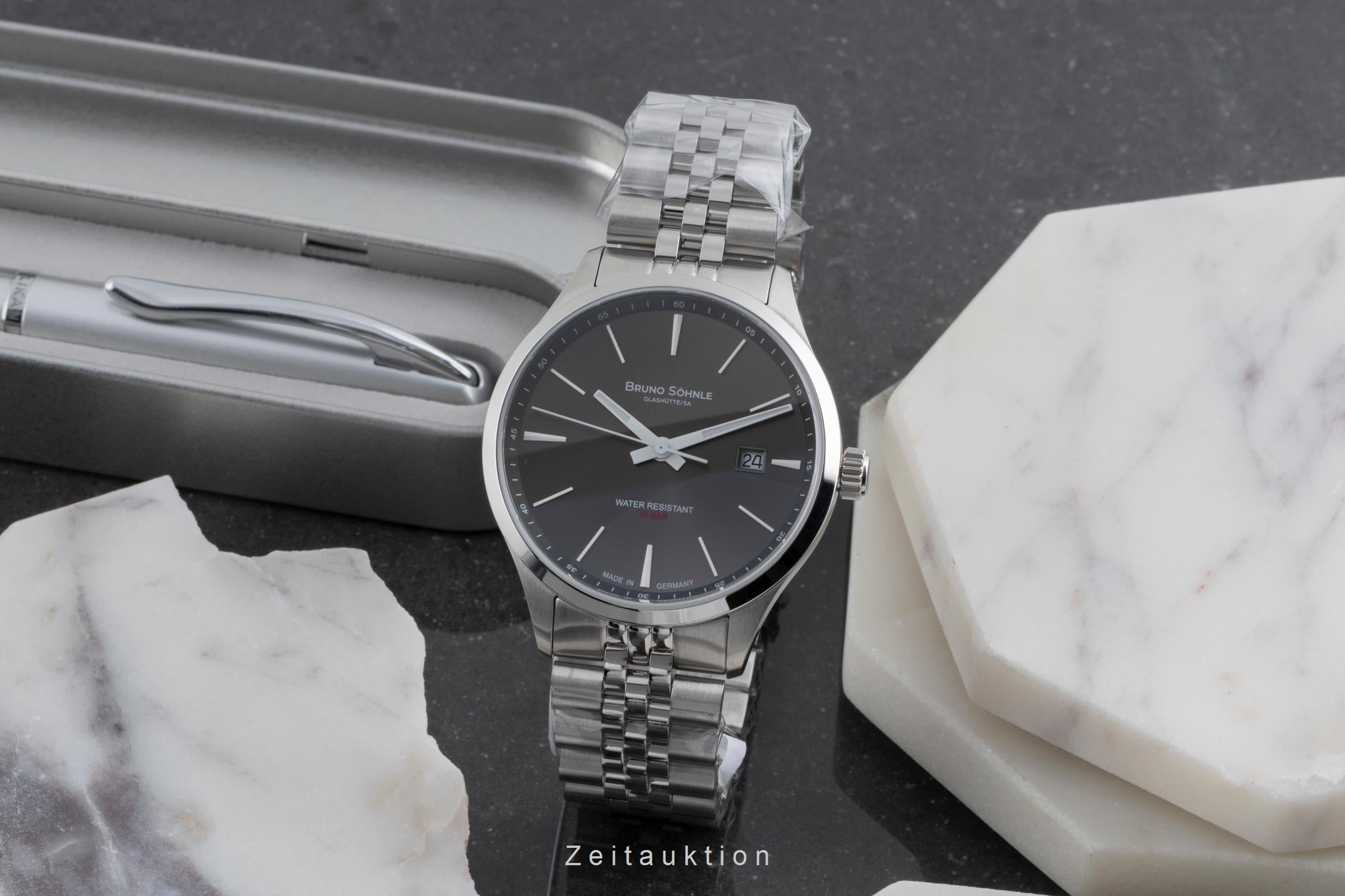 Bruno Söhnle Glashütte Turin III Big Stahl Quarz Herrenuhr Ref.17-13225-842 B&P [2503439]