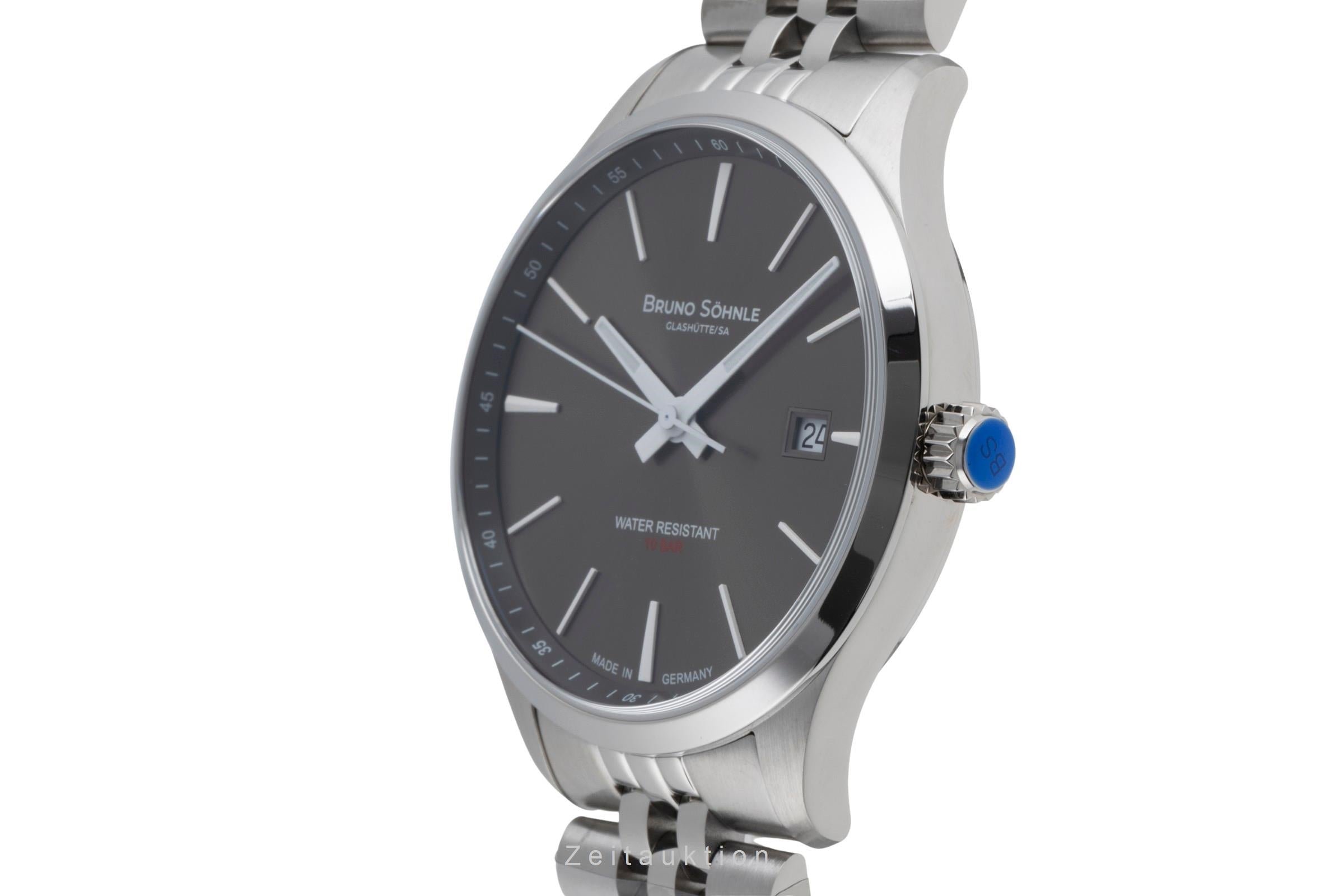 Bruno Söhnle Glashütte Turin III Big Stahl Quarz Herrenuhr Ref.17-13225-842 B&P [2503439]