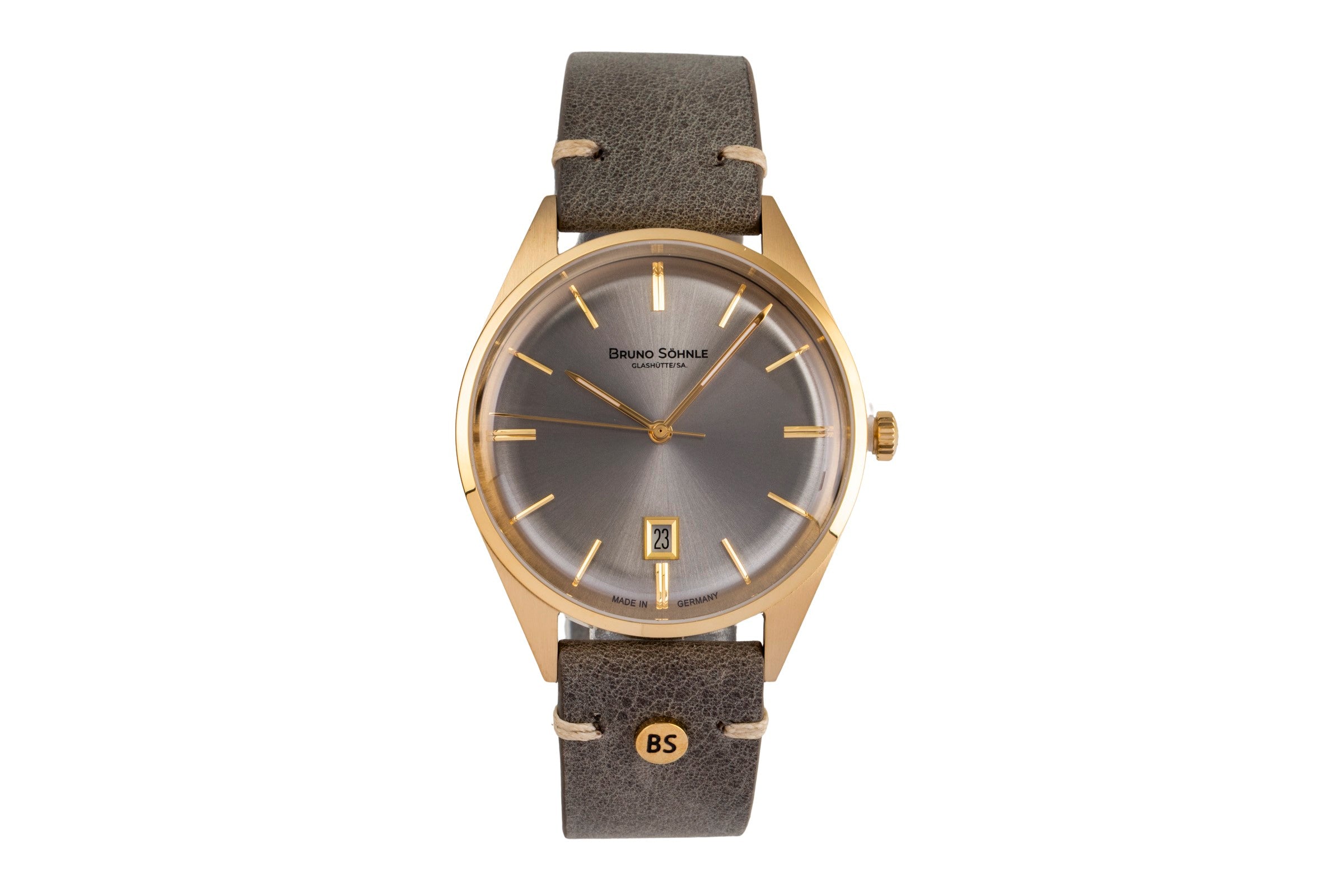 【美品】BRUNO BOE077-GRG Bruno Söhnle Glashütte Merano gilt / steel quartz Ref. 17-33232