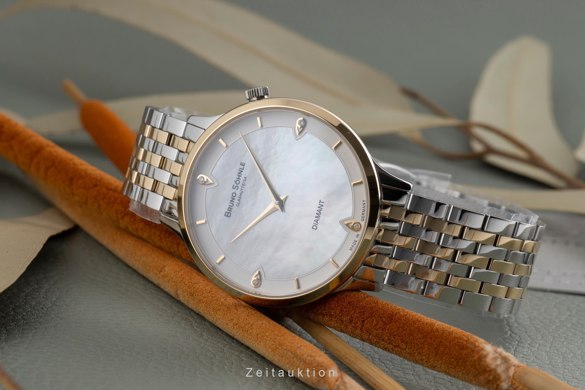 Bruno Söhnle Glashütte Bologna III Stahl / vergoldet Quarz Ref.17-23213-292 B&P [2503478]