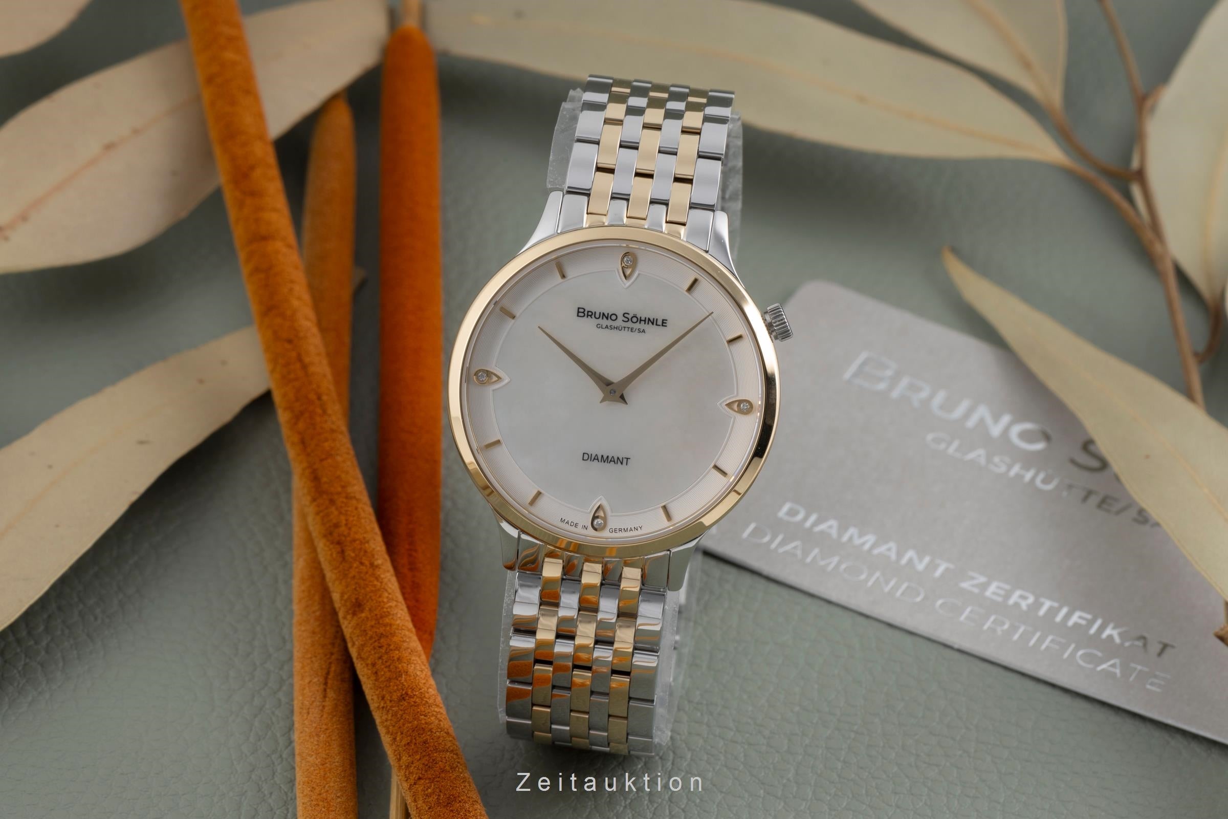 Bruno Söhnle Glashütte Bologna III Stahl / vergoldet Quarz Ref.17-23213-292 B&P [2503478]