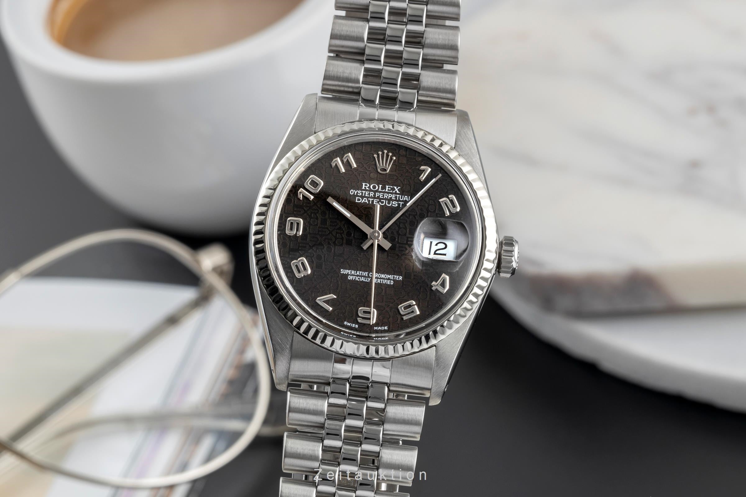 Rolex Datejust acier / or blanc automatique montre pour hommes 16014  [2503487]