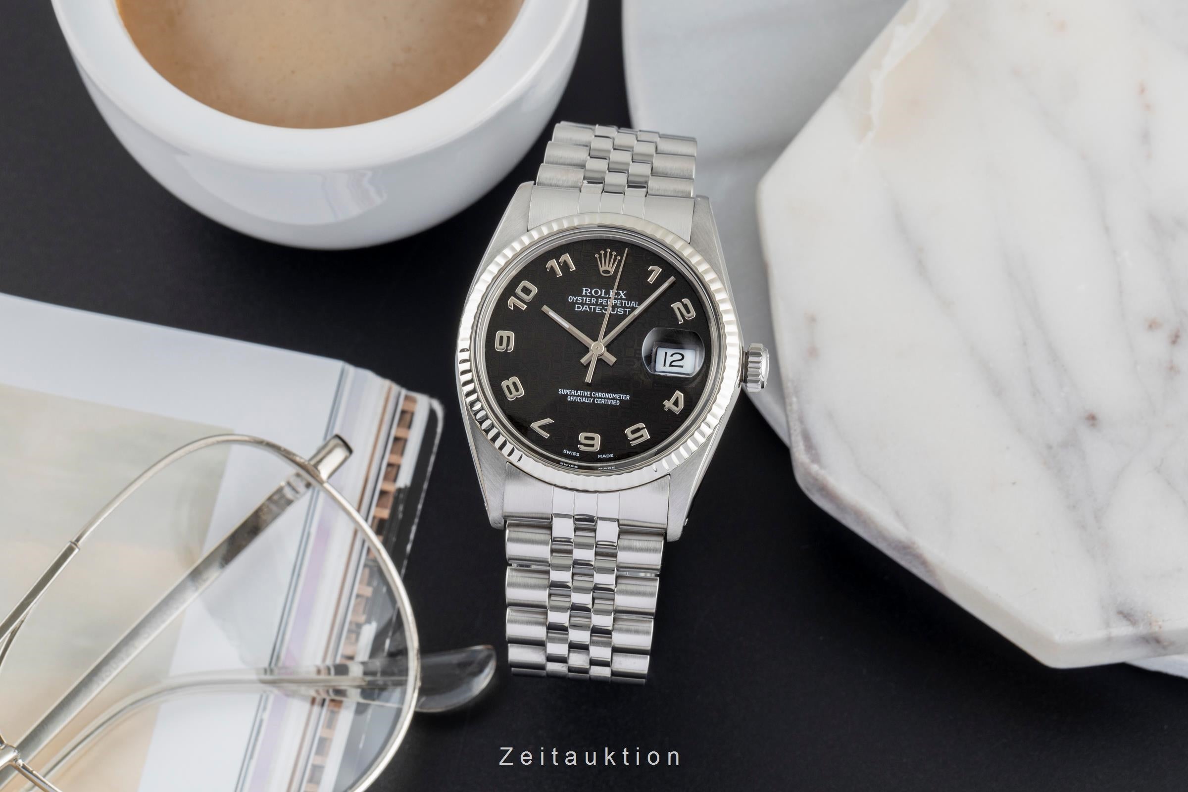 Rolex Datejust acier / or blanc automatique montre pour hommes 16014  [2503487]