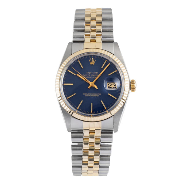 Rolex Datejust 36 Oyster Stahl Gold Blue Dial Automatik Ref. 16013 Klassiker [2503491]