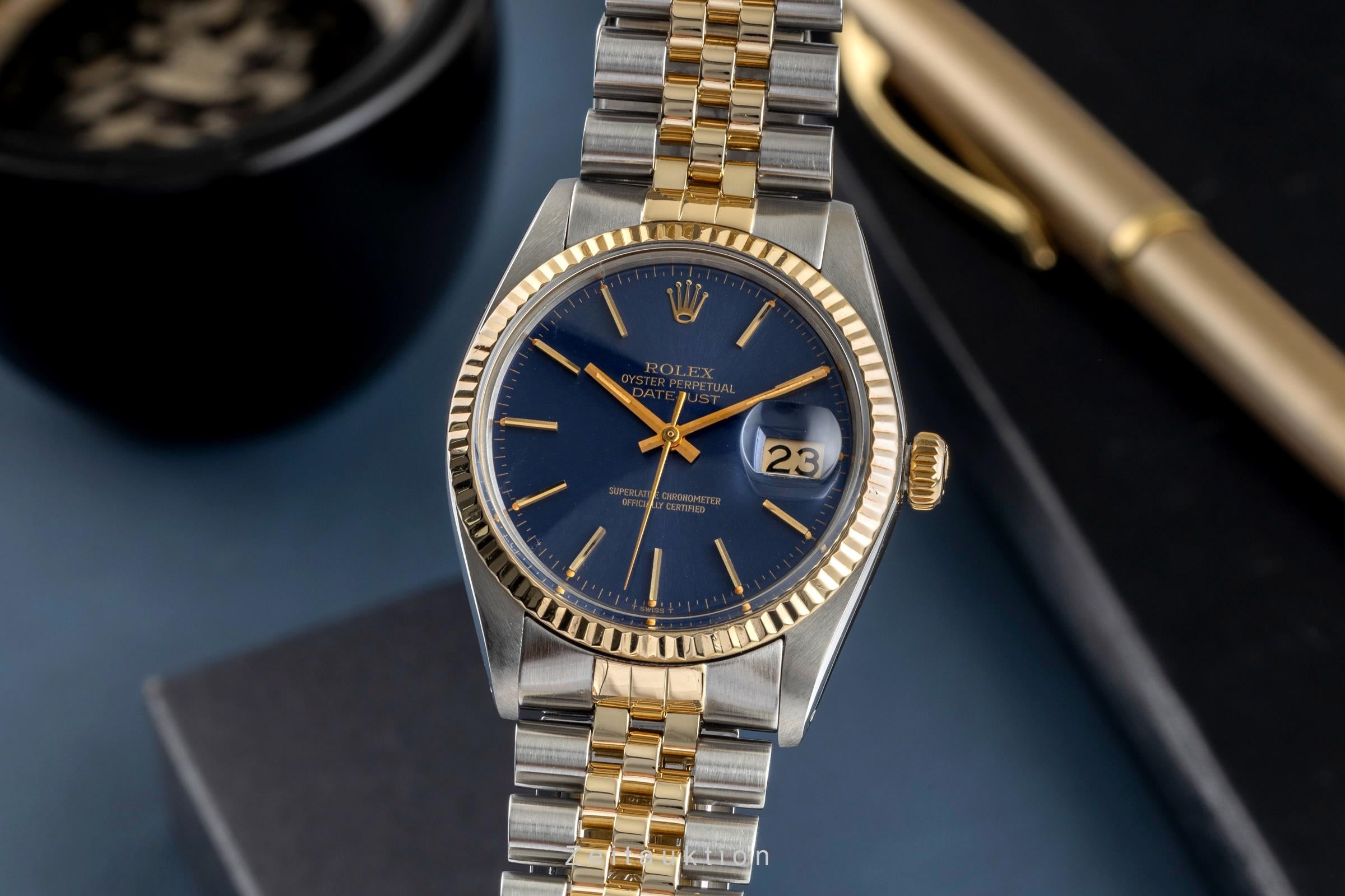 Rolex Datejust 36 Oyster Stahl Gold Blue Dial Automatik Ref. 16013 Klassiker [2503491]