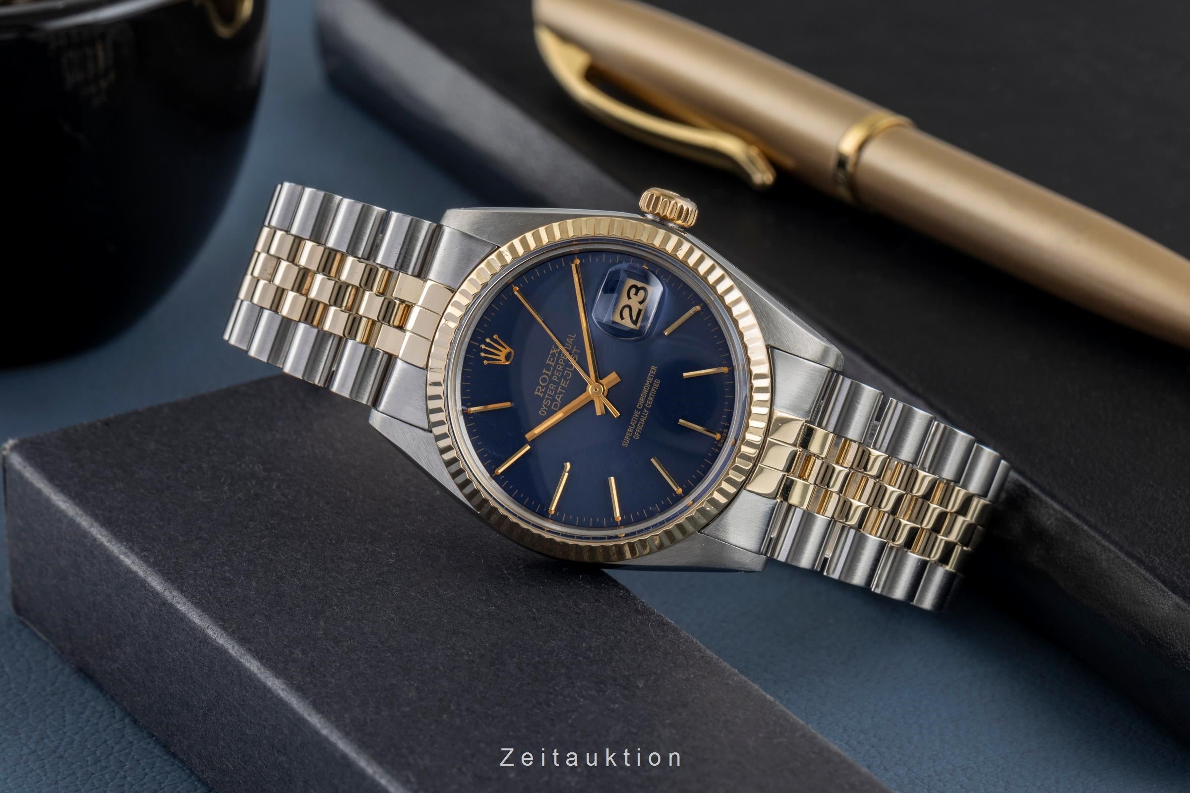 Rolex Datejust 36 Oyster Stahl Gold Blue Dial Automatik Ref. 16013 Klassiker [2503491]