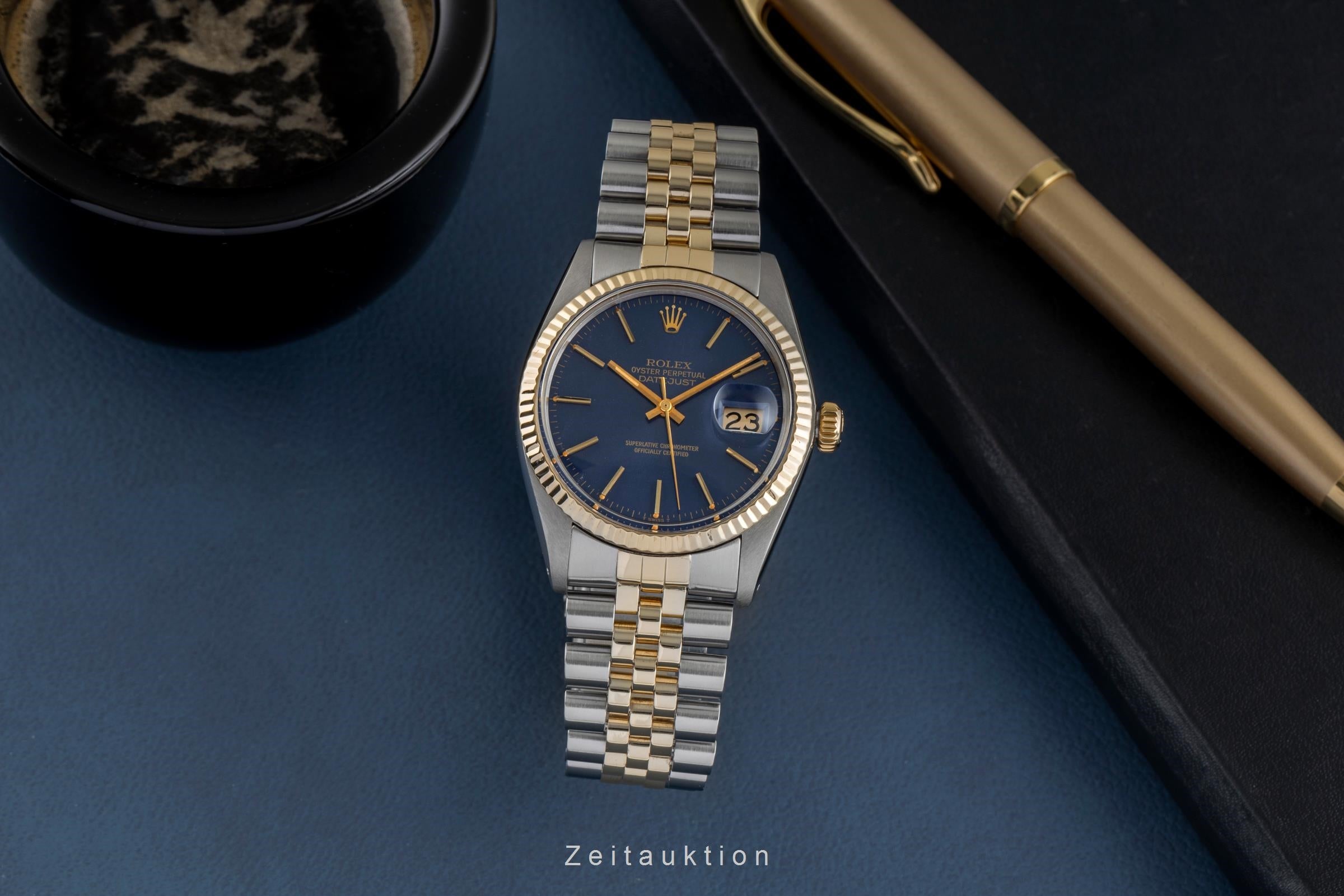 Rolex Datejust 36 Oyster Stahl Gold Blue Dial Automatik Ref. 16013 Klassiker [2503491]