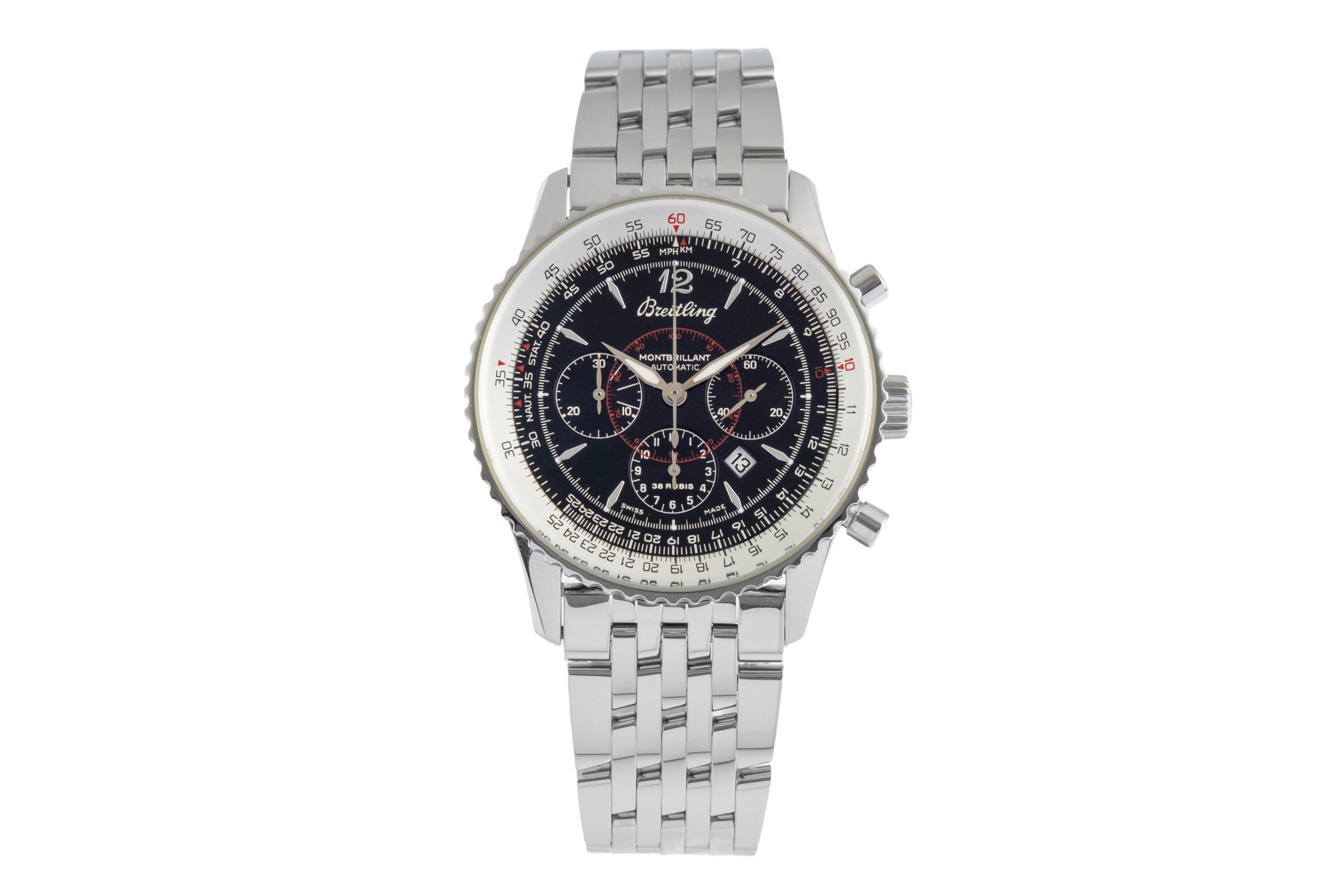 Breitling Montbrillant chronograph steel automatic men's watch A41330  A414B08NP  [2503512]