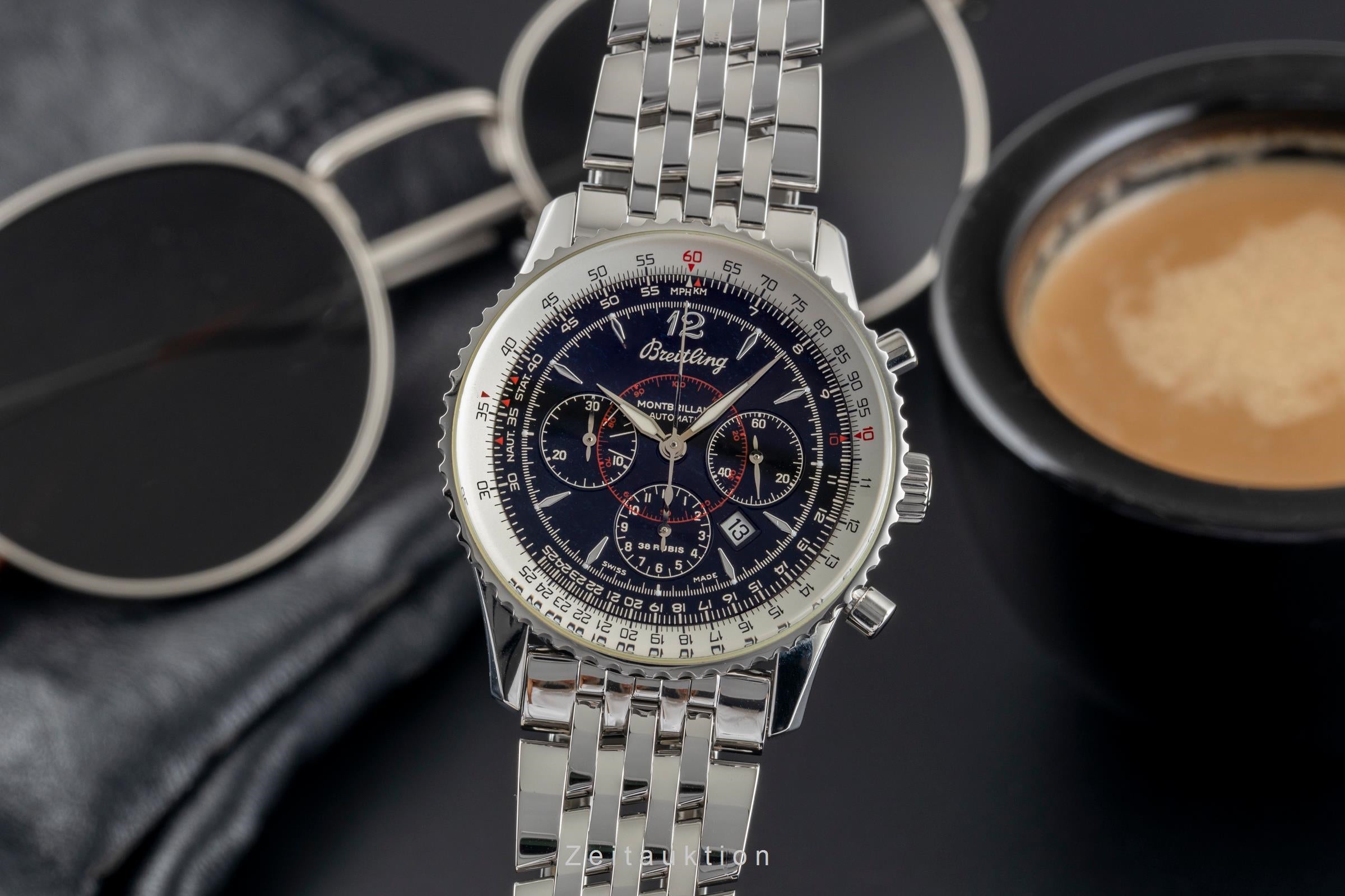 Breitling Montbrillant chronograph steel automatic men's watch A41330  A414B08NP  [2503512]