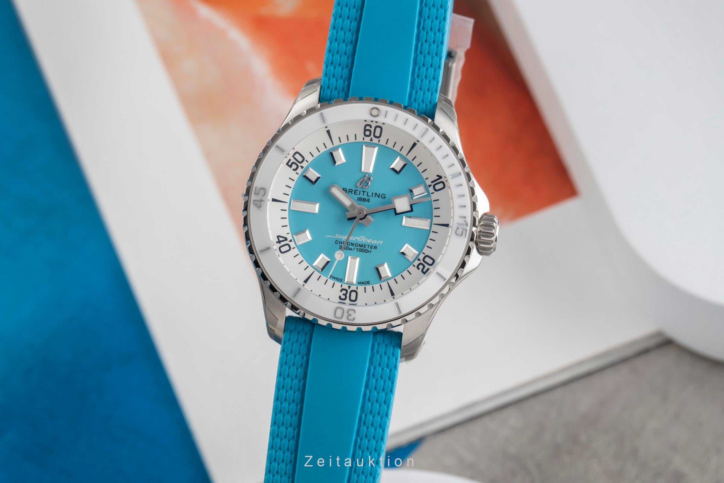 Breitling Superocean 36 Blue Automatik Damenuhr Ref. A17377 Box & Papiere  [2503547]