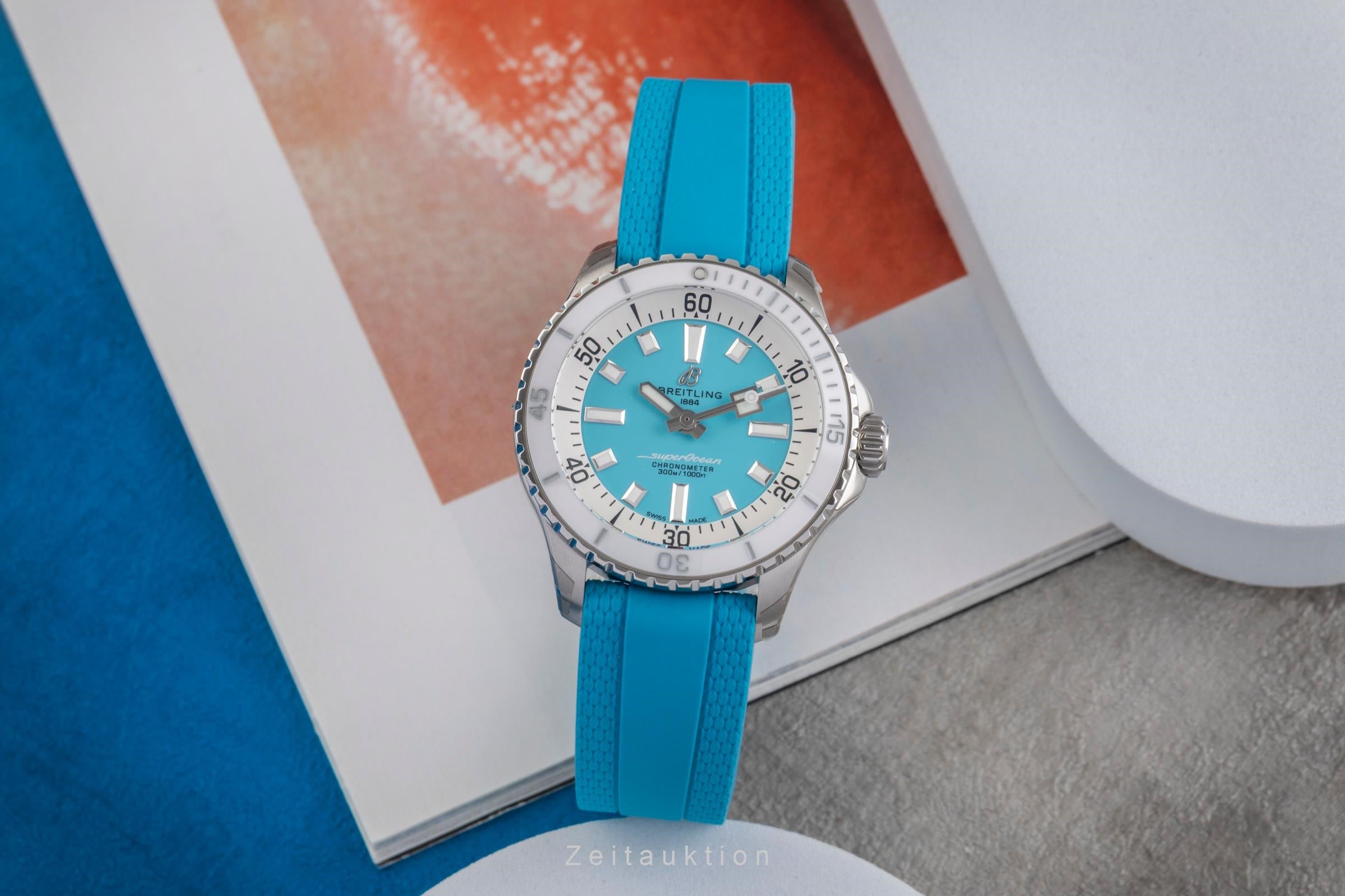 Breitling Superocean 36 Blue Automatik Damenuhr Ref. A17377 Box & Papiere  [2503547]