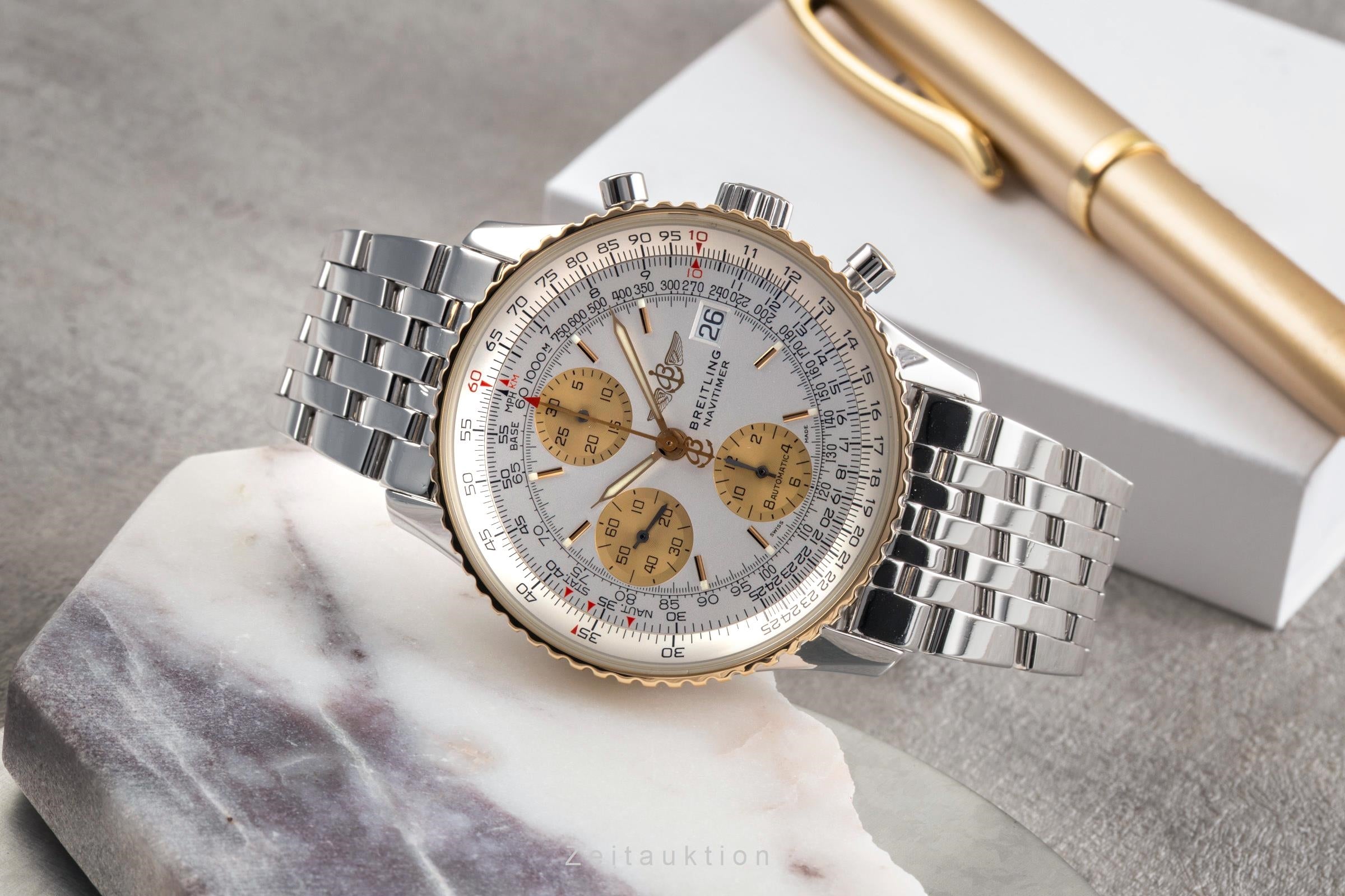 Breitling Old Navitimer Chronograph Stahl / Gold Automatik Herrenuhr Ref D13322  [2503579]