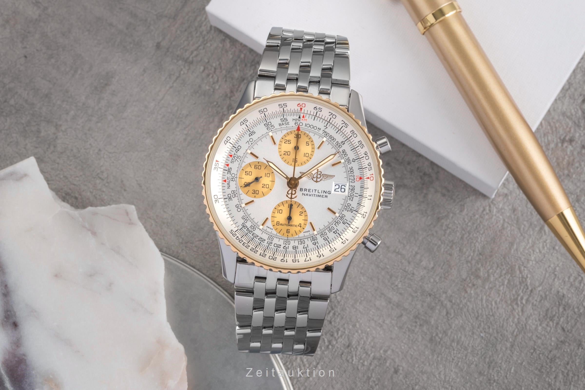 Breitling Old Navitimer Chronograph Stahl / Gold Automatik Herrenuhr Ref D13322  [2503579]