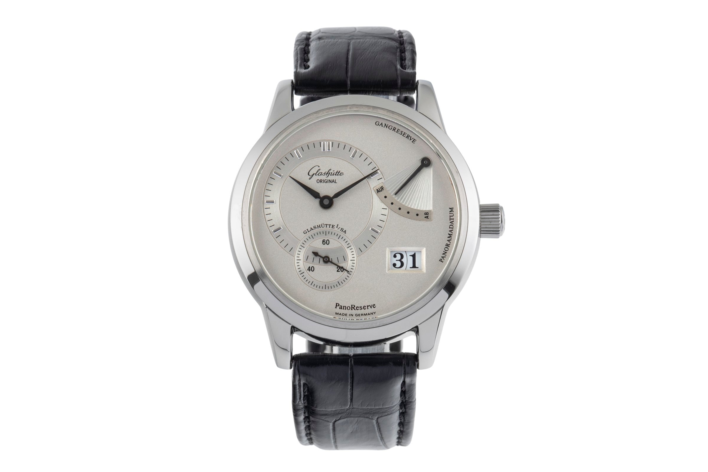 Glashütte PanoReserve acier à remontage manuel montre pour hommes 65-01-02-02-04  [2503632]