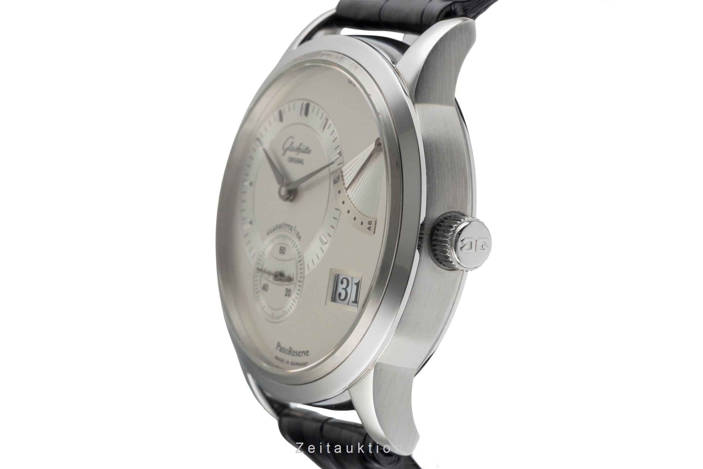 Glashütte PanoReserve acero cuerda manual reloj para caballeros 65-01-02-02-04  [2503632]