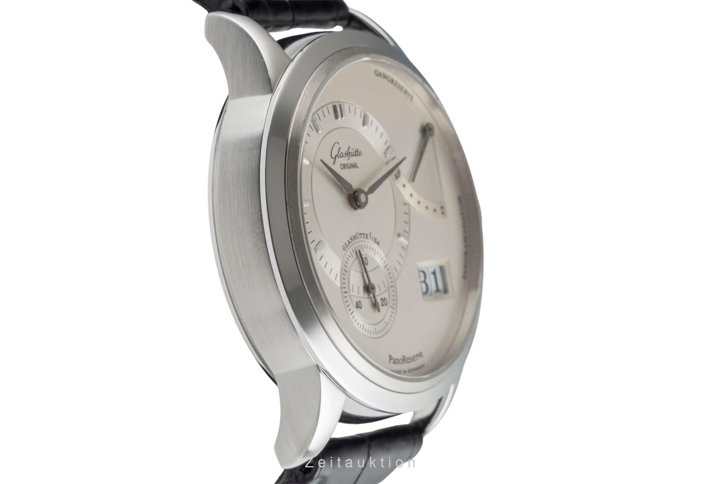 Glashütte PanoReserve acero cuerda manual reloj para caballeros 65-01-02-02-04  [2503632]