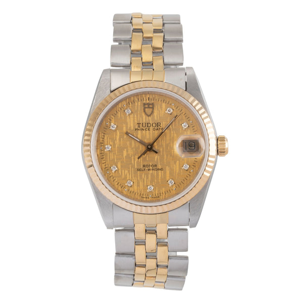 Tudor Prince Date Stahl / Gold Automatik Diamonds Linen Dial Herren Ref. 74033  [2503644]