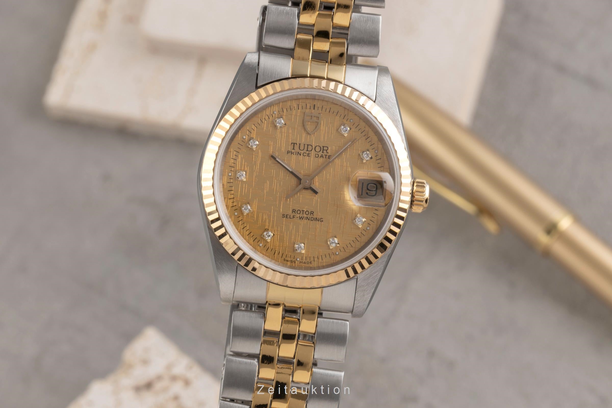Tudor Prince Date Stahl / Gold Automatik Diamonds Linen Dial Herren Ref. 74033  [2503644]