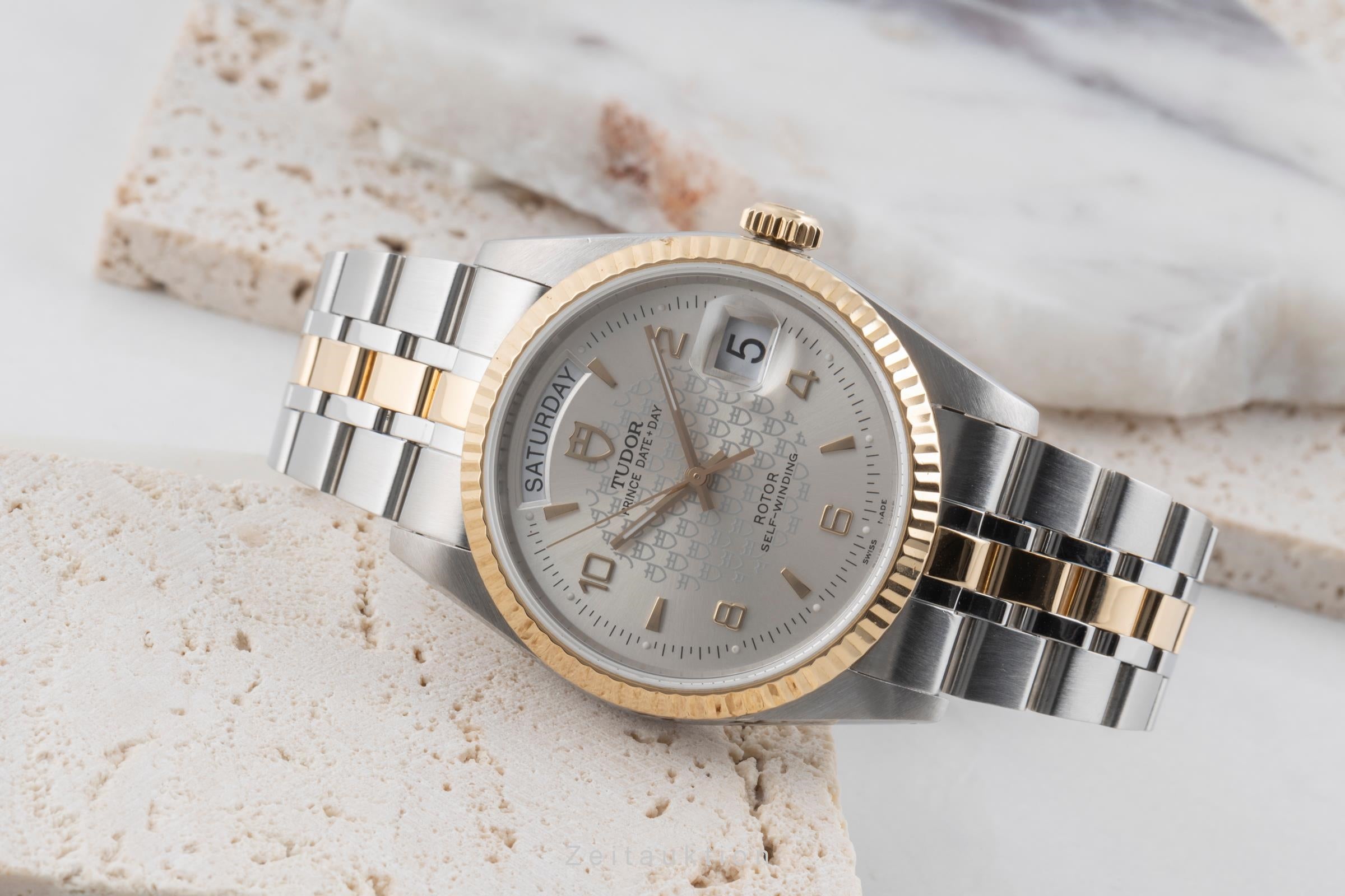 Tudor Oyster Prince Date Day Stahl Gold Automatik Herrenuhr Ref. 76213 Papiere  [2503645]