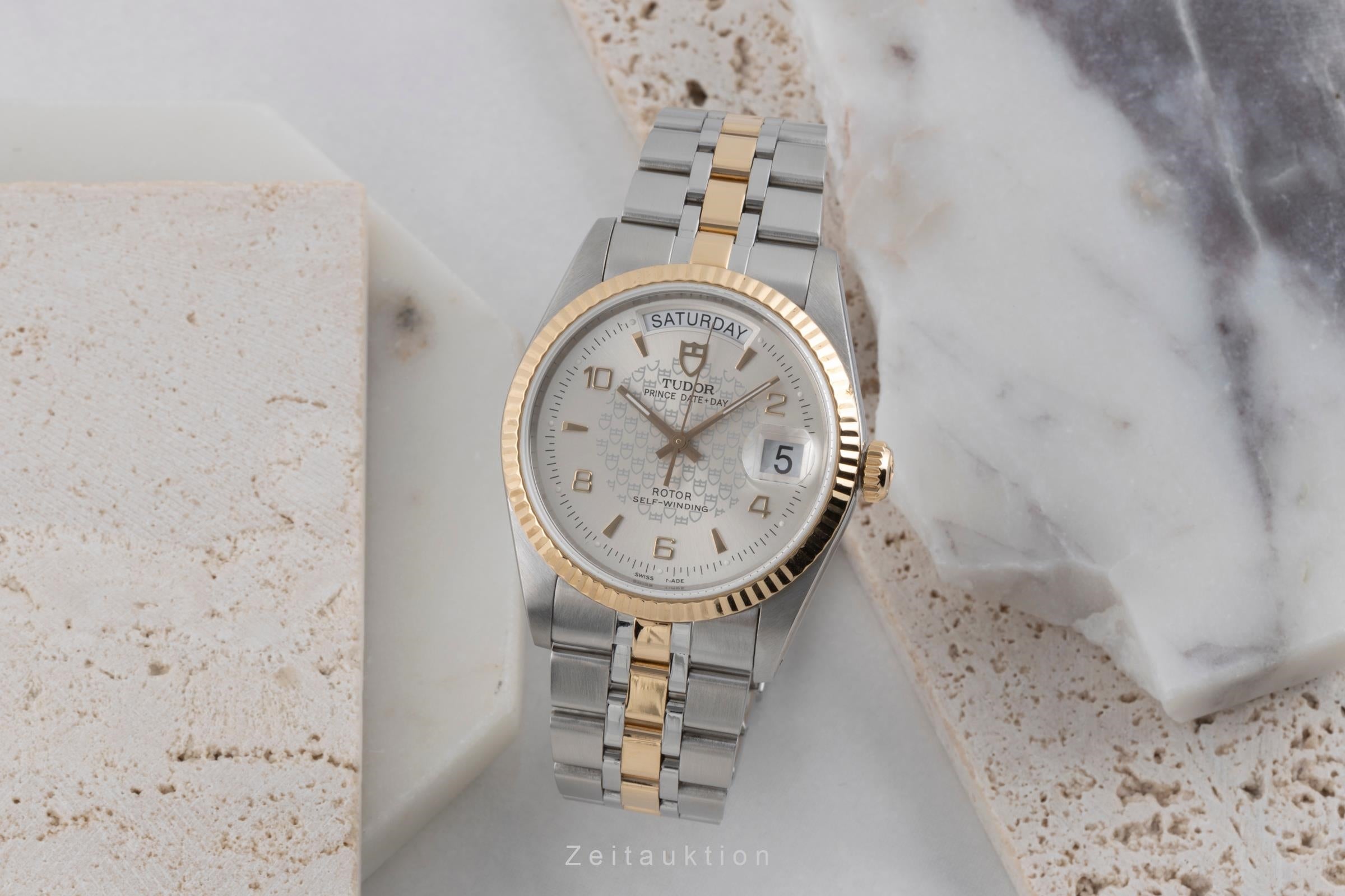 Tudor Oyster Prince Date Day Stahl Gold Automatik Herrenuhr Ref. 76213 Papiere  [2503645]