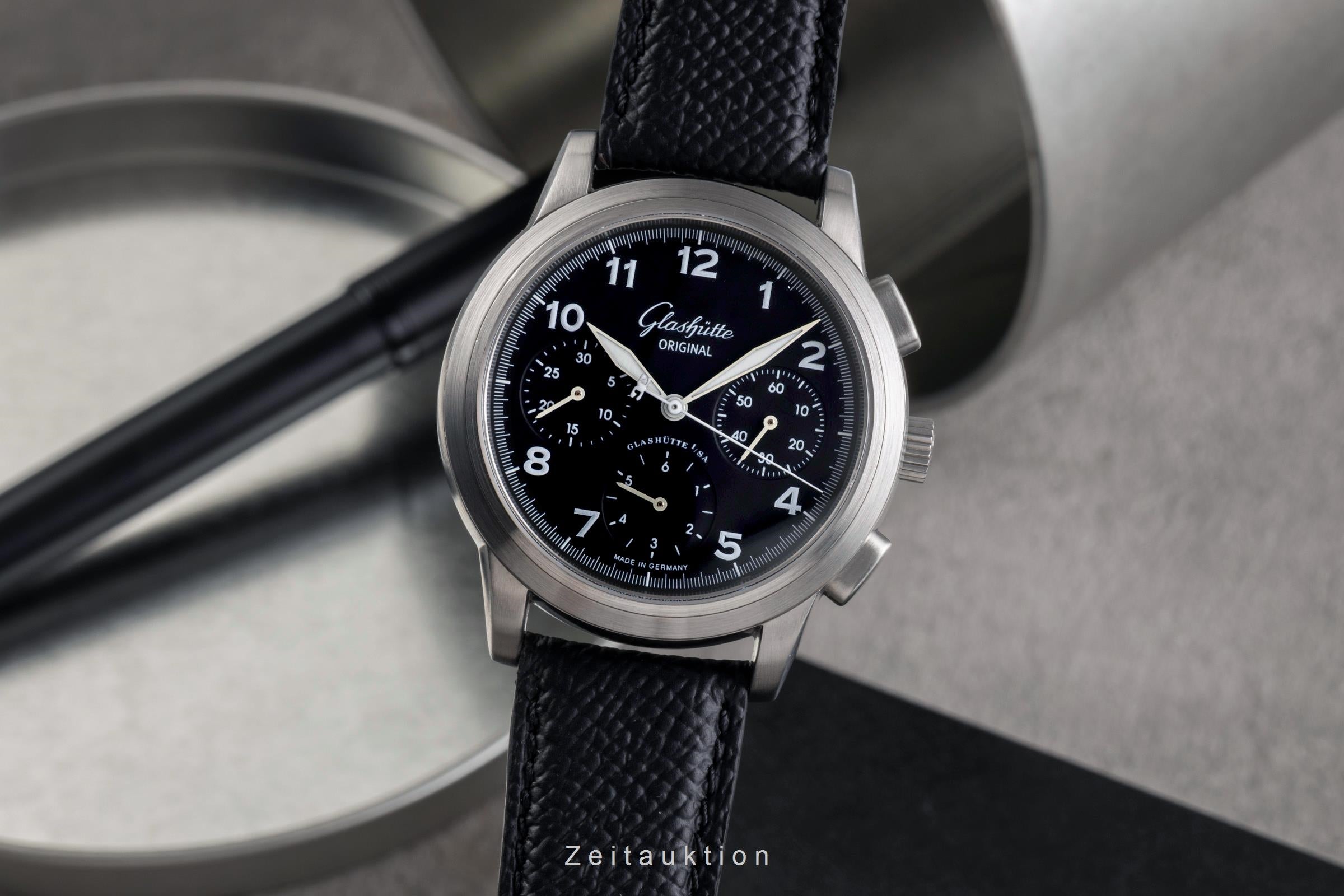 Glashütte Senator chronographe acier automatique montre pour hommes 1-39-31-13-17-04	  [2503655]