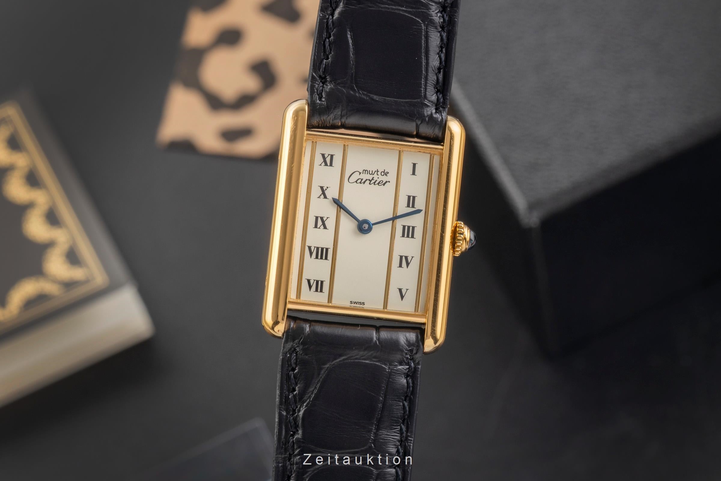 Cartier must Tank LM "Column Dial" Silber vergoldet Quarz Medium Size Ref. 1615 [2503708]