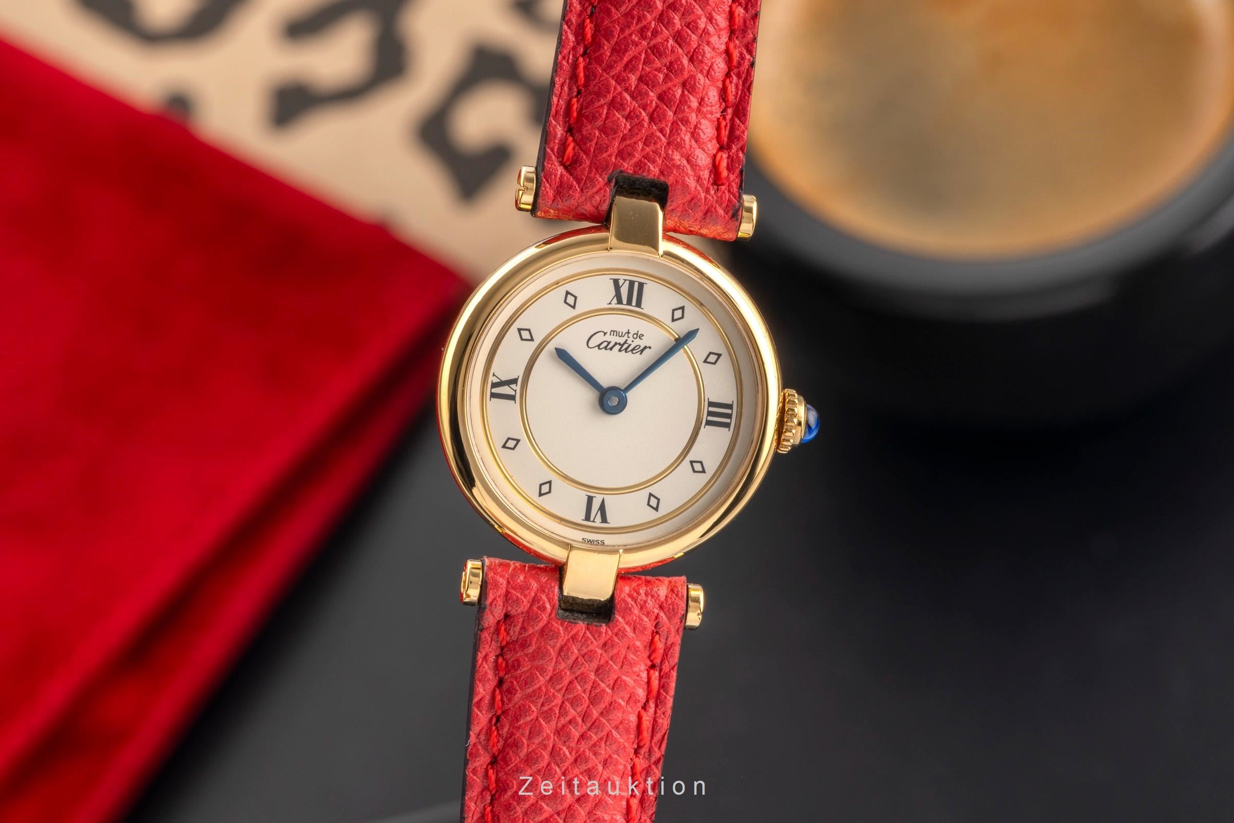 Cartier must Vendome Louis Cartier SM Vermeil 925 Silber Damenuhr Ref. 590004  [2503709]