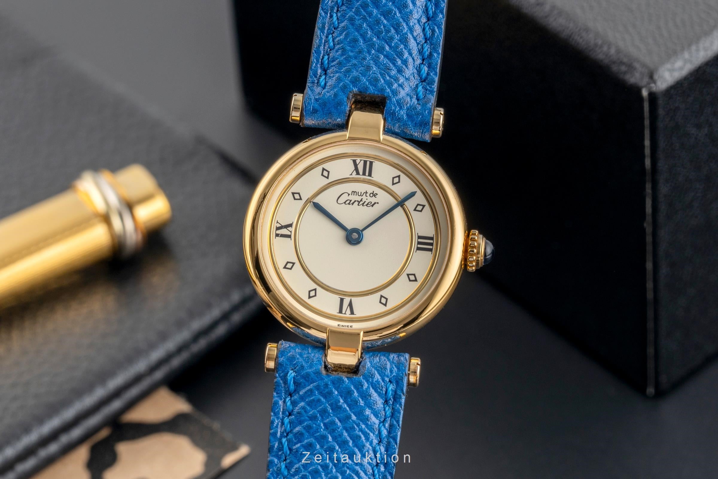 Cartier Vendome argent doré quartz montre pour femmes 590004  [2503728]