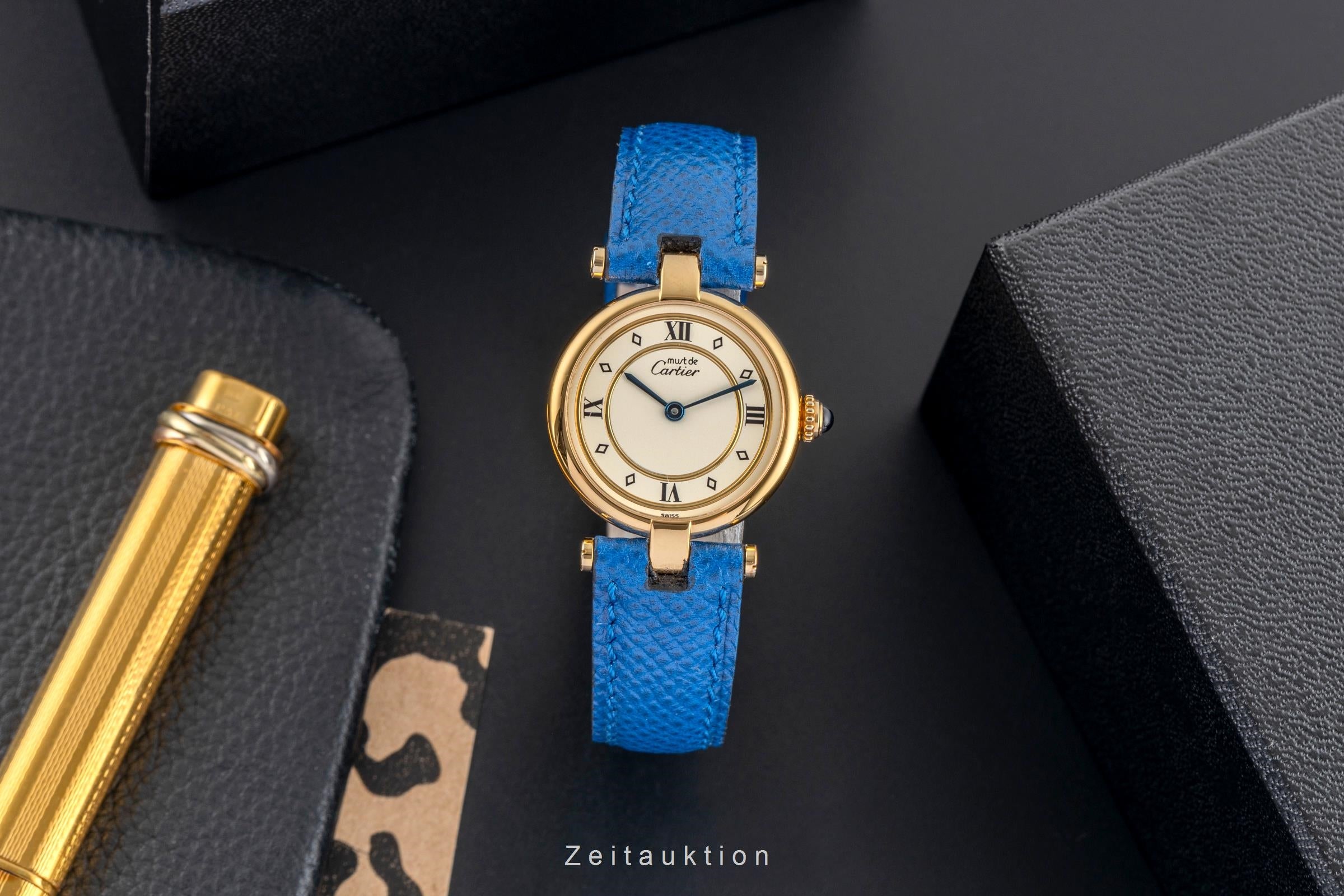 Cartier Vendome argent doré quartz montre pour femmes 590004  [2503728]