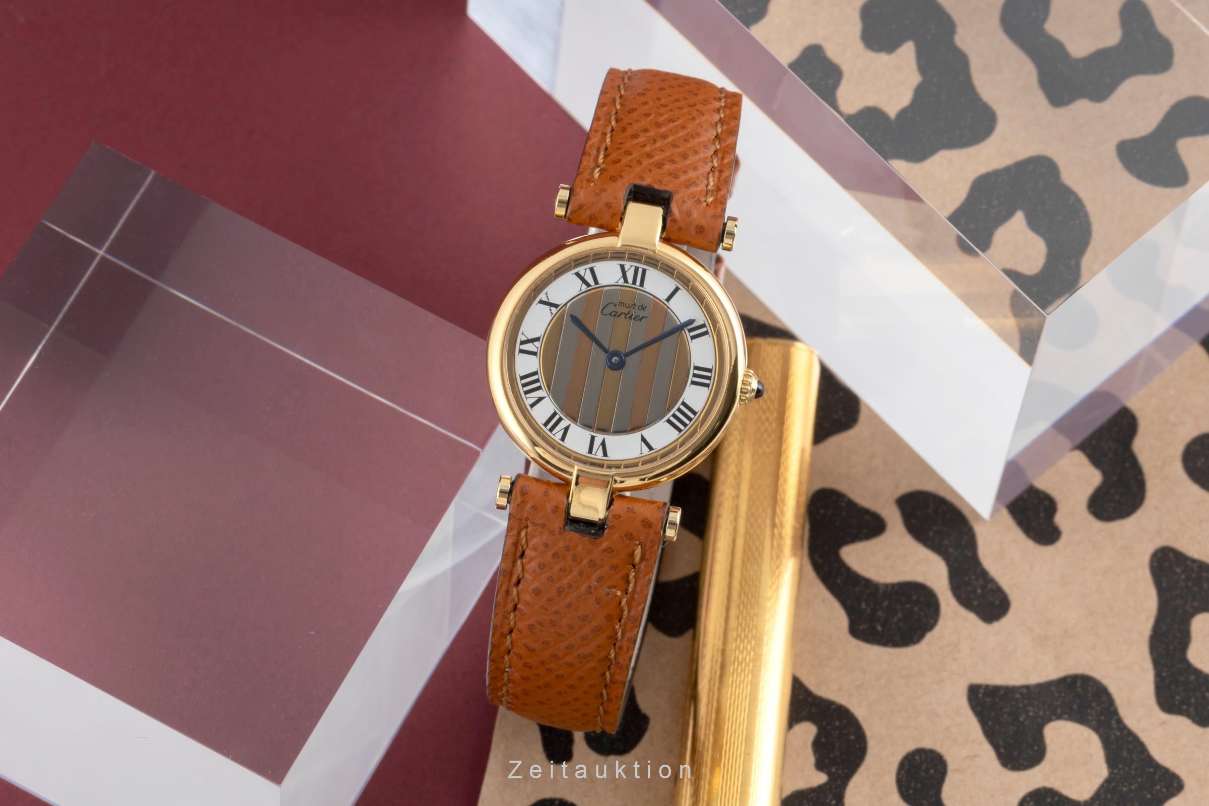 Cartier Vendome argent doré quartz montre pour femmes 84978213  [2503759]