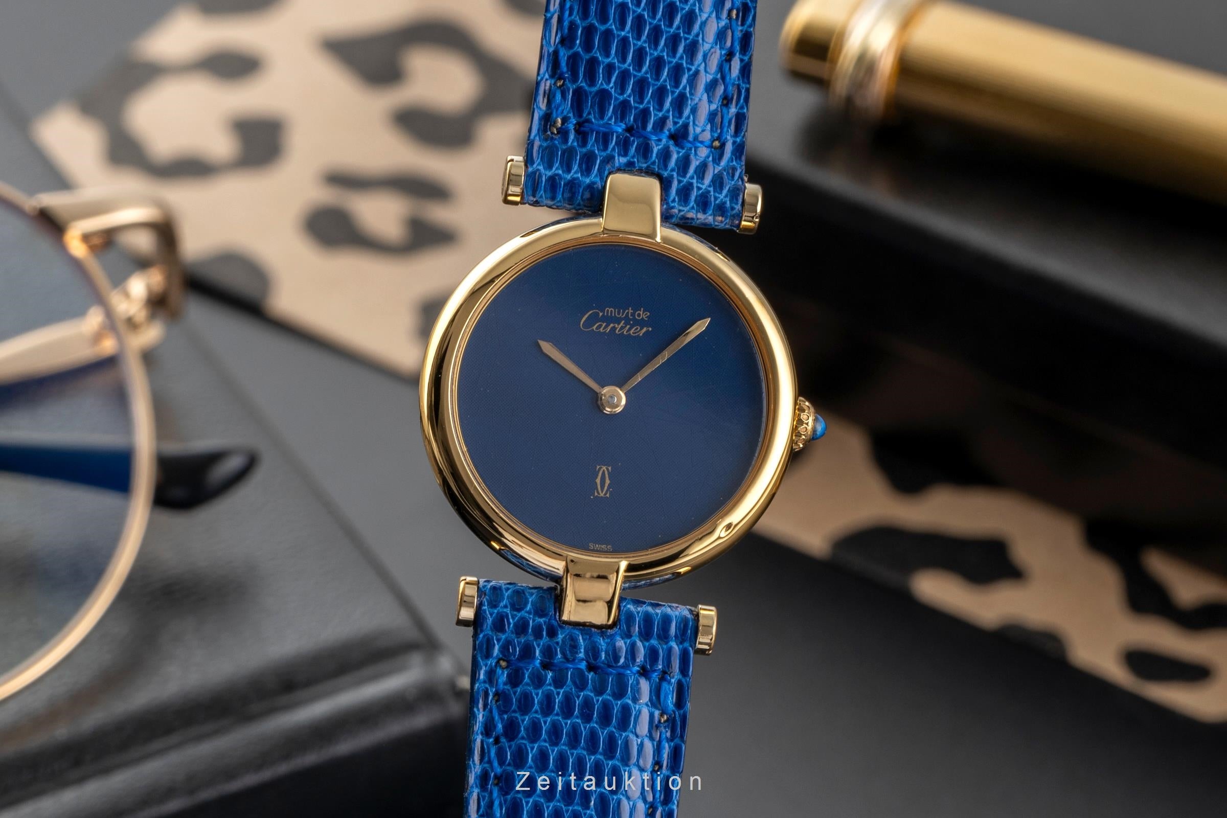 Cartier Vendome argent doré quartz montre pour femmes 84977413  [2503772]