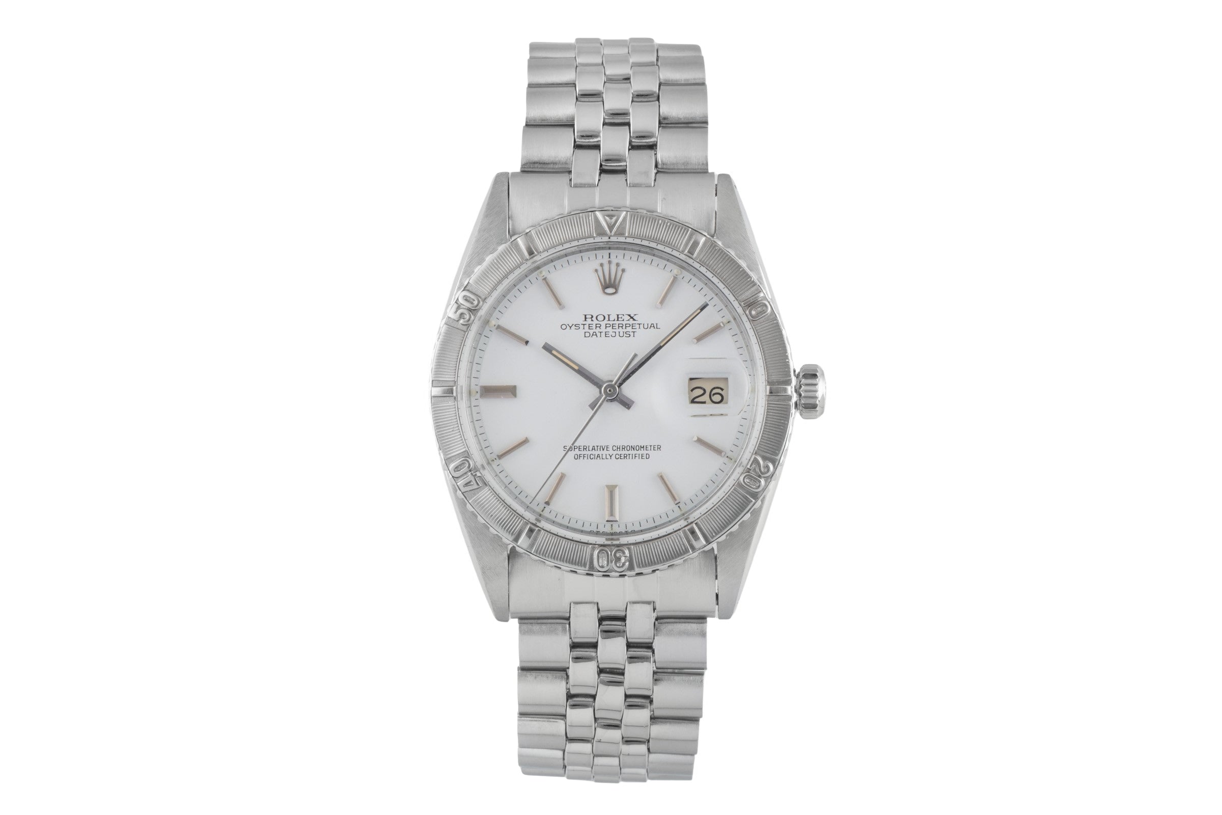 Rolex Datejust Turn-O-Graph acier / or blanc automatique montre pour hommes 1625 Vintage  [2503773]