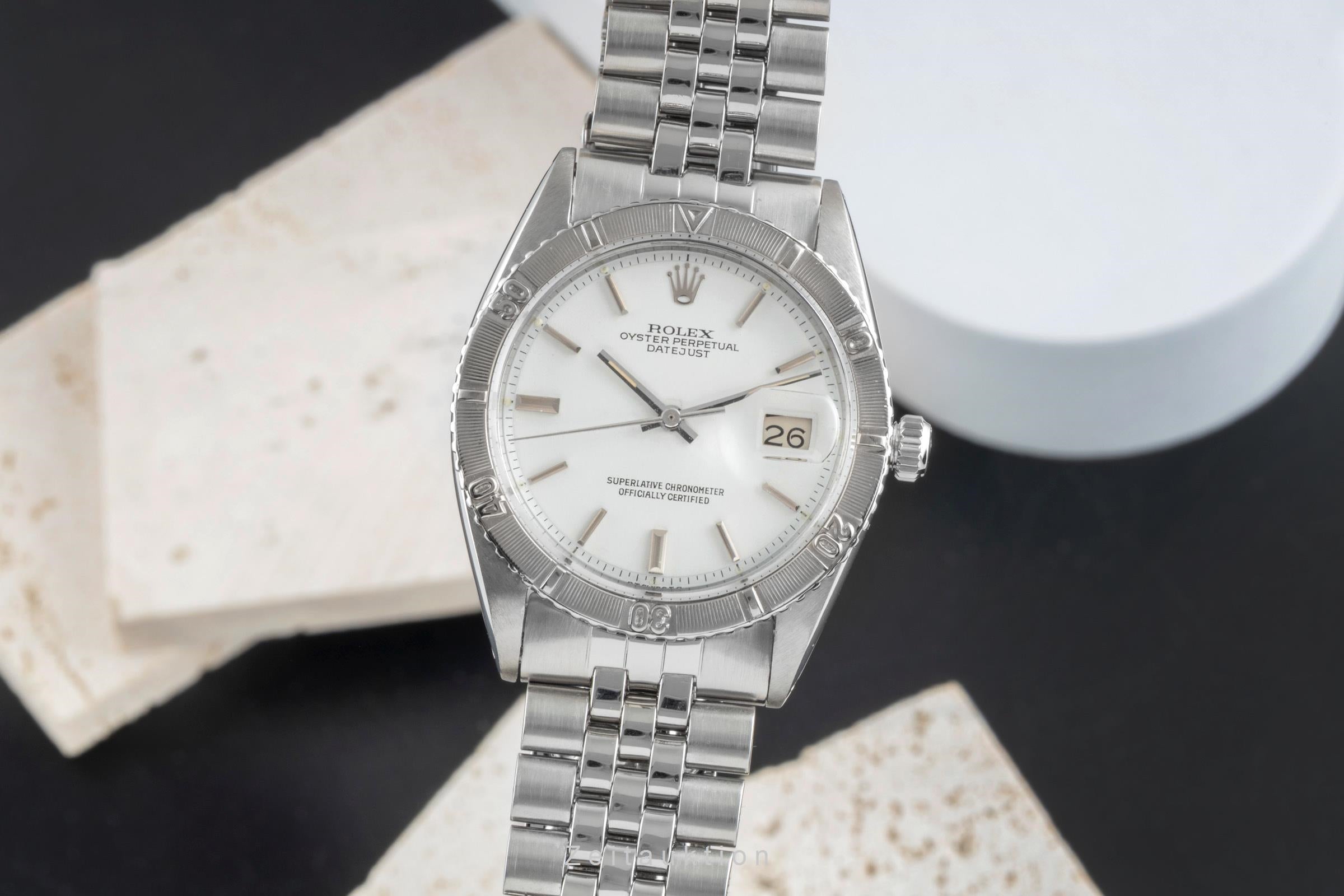 Rolex Datejust Turn-O-Graph acier / or blanc automatique montre pour hommes 1625 Vintage  [2503773]