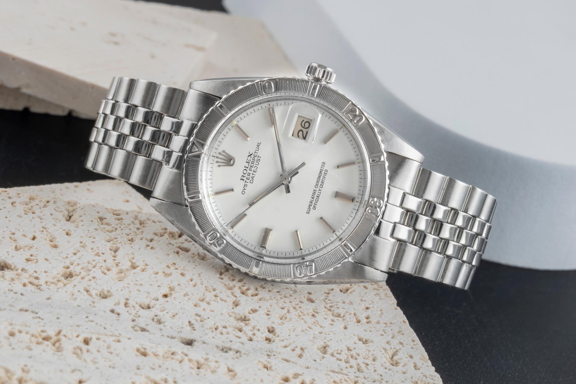 Rolex Datejust Turn-O-Graph acier / or blanc automatique montre pour hommes 1625 Vintage  [2503773]