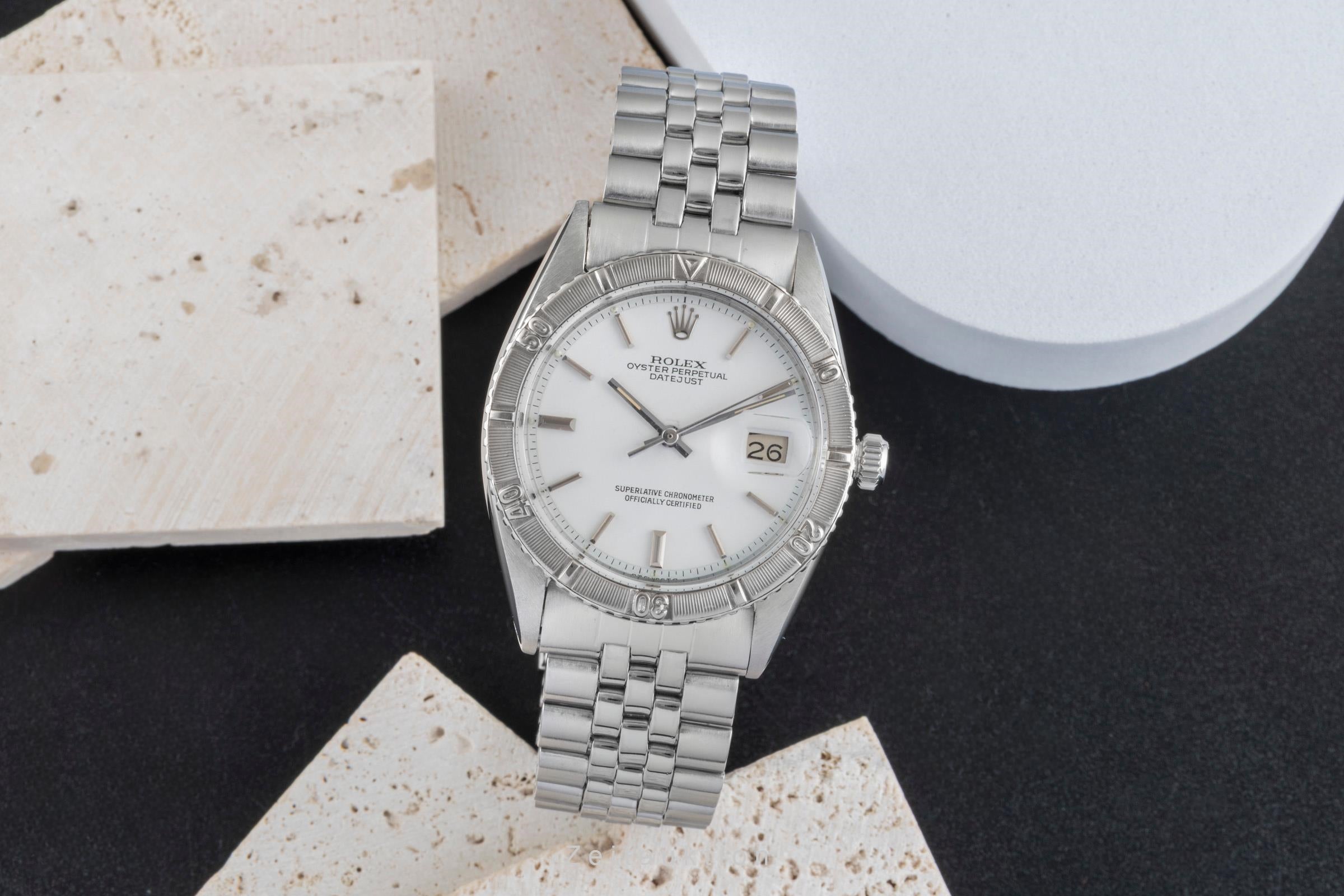 Rolex Datejust Turn-O-Graph acier / or blanc automatique montre pour hommes 1625 Vintage  [2503773]