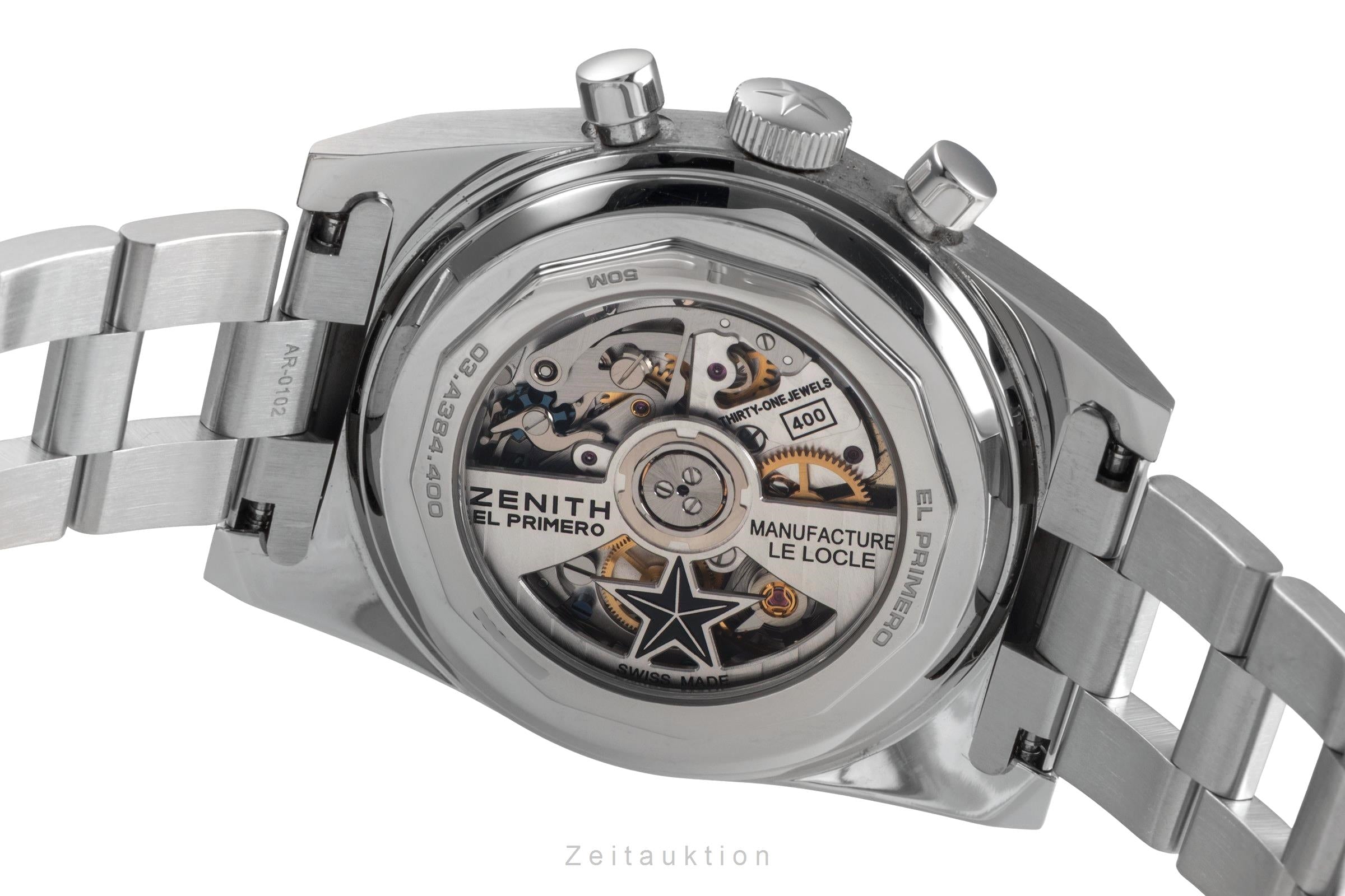Zenith Chronomaster chronographe acier automatique montre pour hommes 03.A384.400/385.M385 LP: 9800EUR  [2503798]