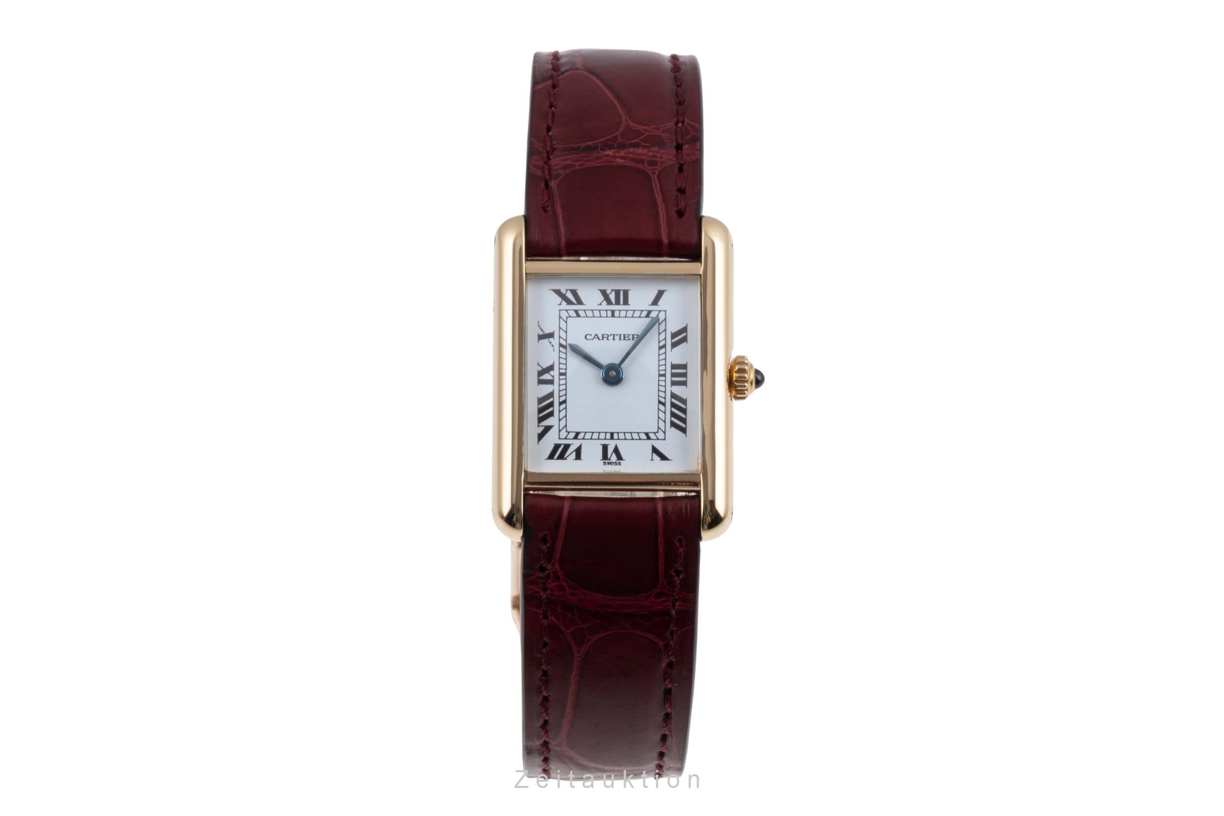 Cartier Tank Louis Cartier PM 18k (0,750) Gold Damenuhr Ref. 66001 Papiere 1984 [2503837]