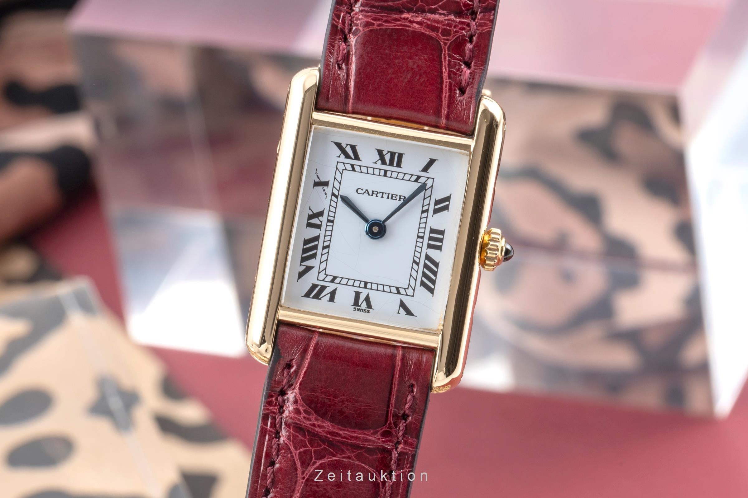 Cartier Tank Louis Cartier PM 18k (0,750) Gold Damenuhr Ref. 66001 Papiere 1984 [2503837]