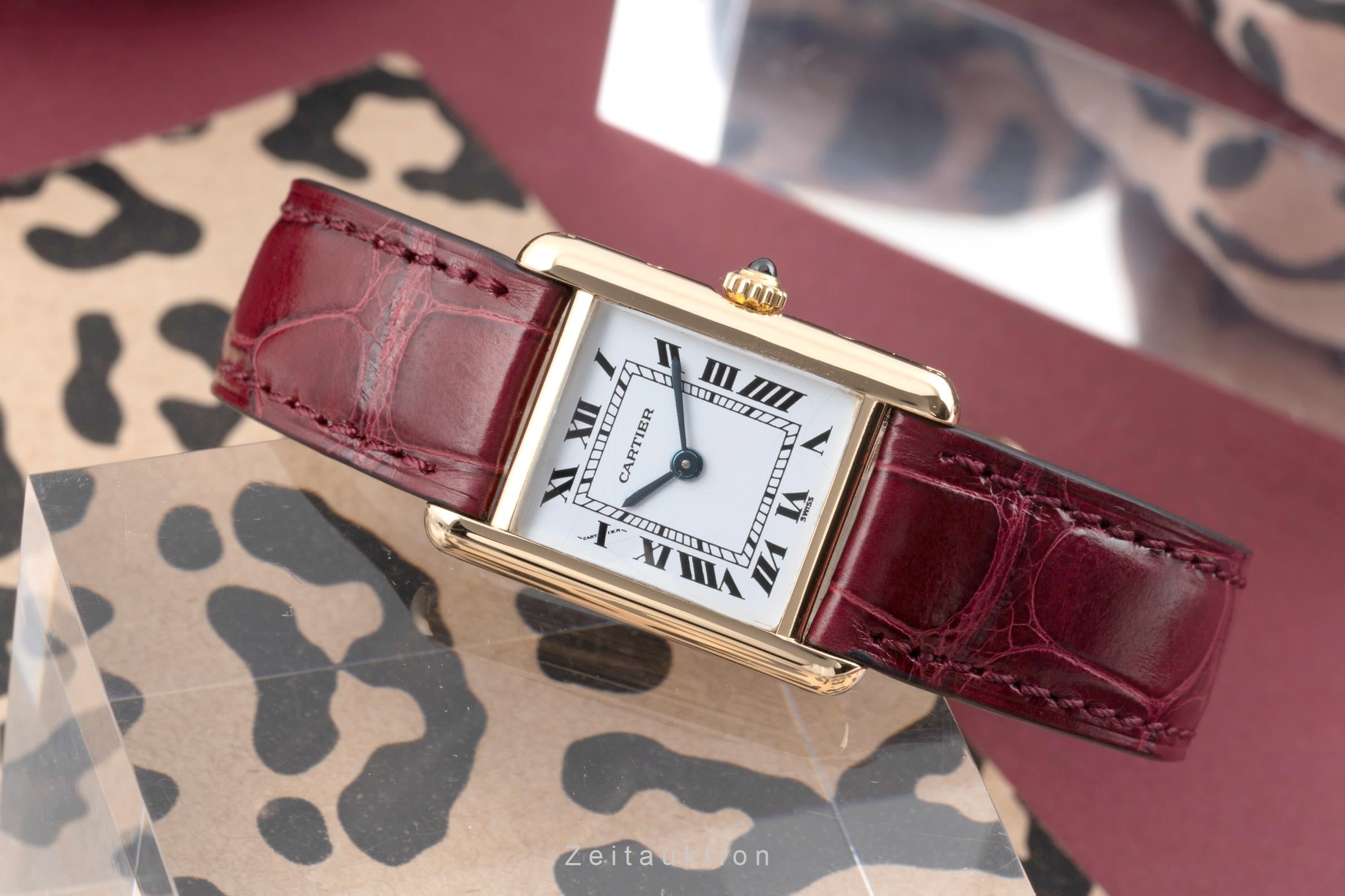 Cartier Tank Louis Cartier PM 18k (0,750) Gold Damenuhr Ref. 66001 Papiere 1984 [2503837]