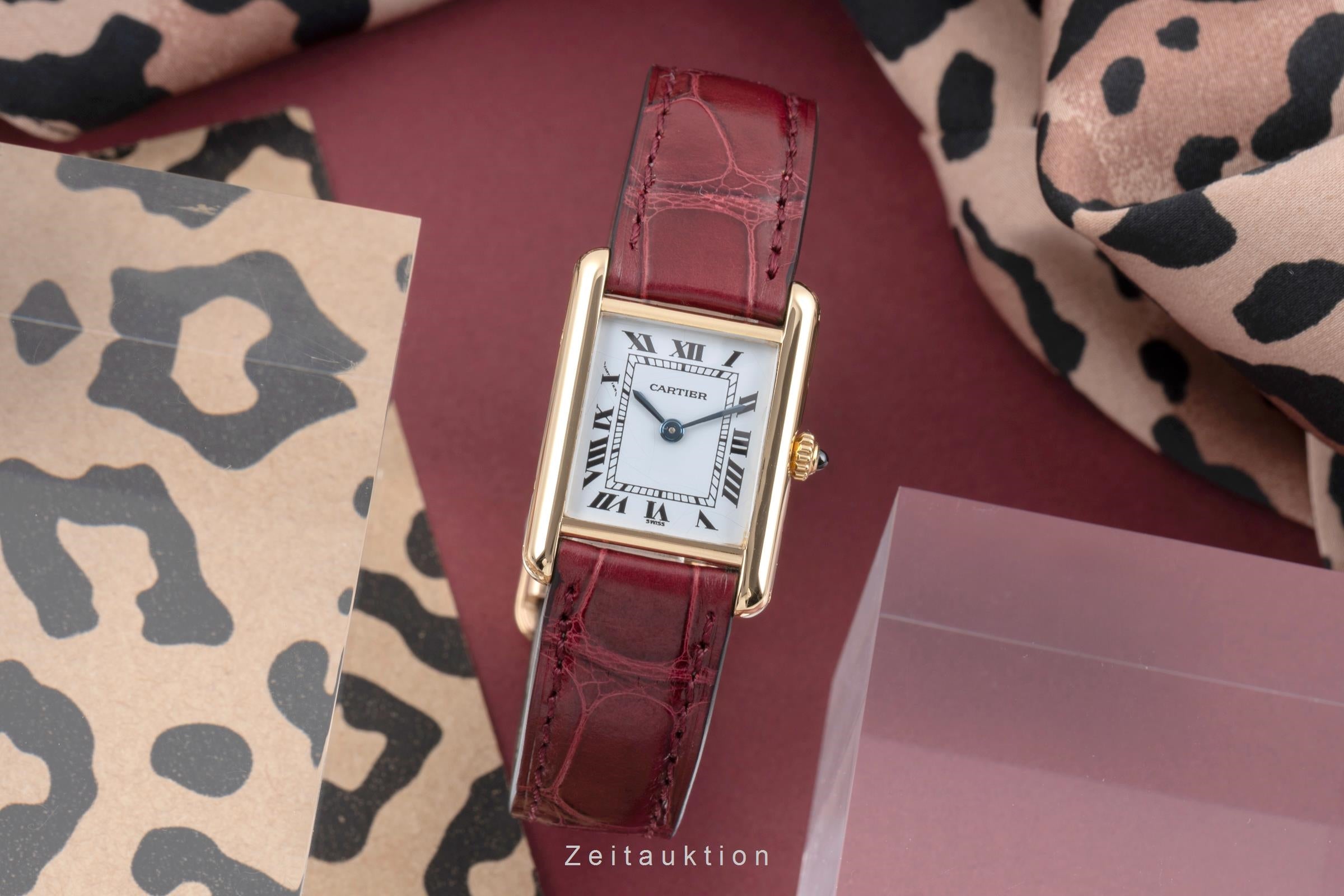 Cartier Tank Louis Cartier PM 18k (0,750) Gold Damenuhr Ref. 66001 Papiere 1984 [2503837]