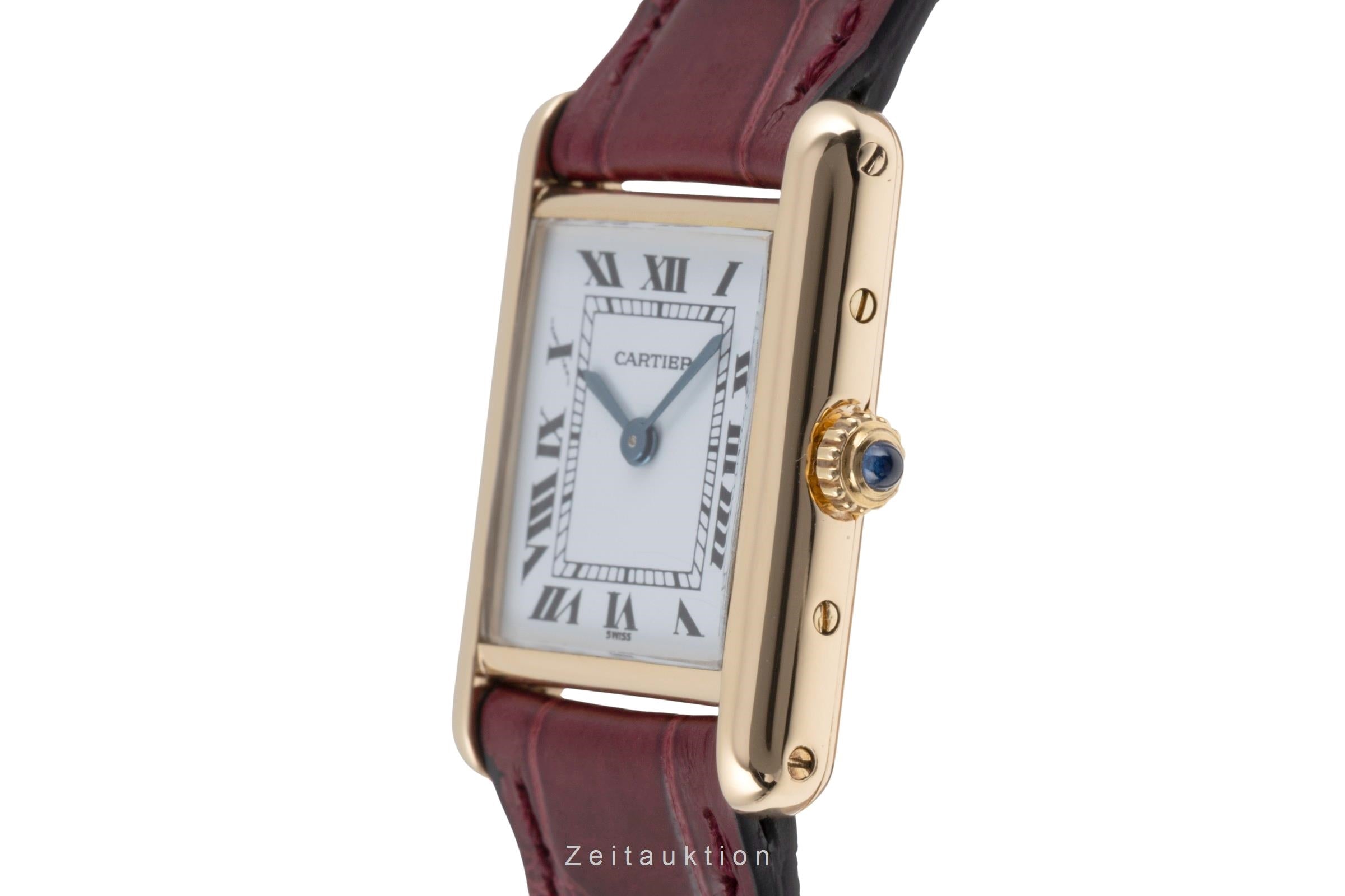 Cartier Tank Louis Cartier PM 18k (0,750) Gold Damenuhr Ref. 66001 Papiere 1984 [2503837]