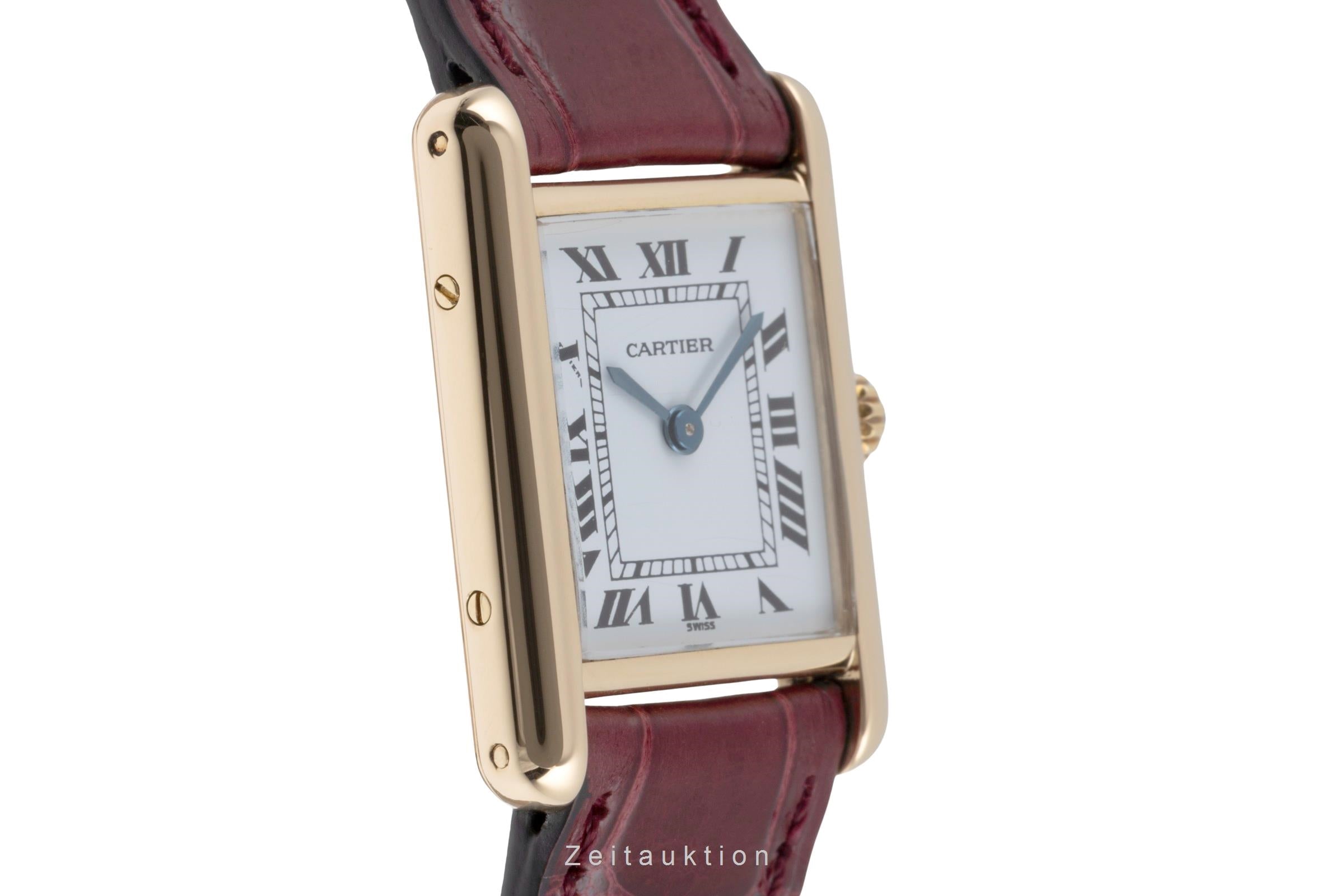 Cartier Tank Louis Cartier PM 18k (0,750) Gold Damenuhr Ref. 66001 Papiere 1984 [2503837]
